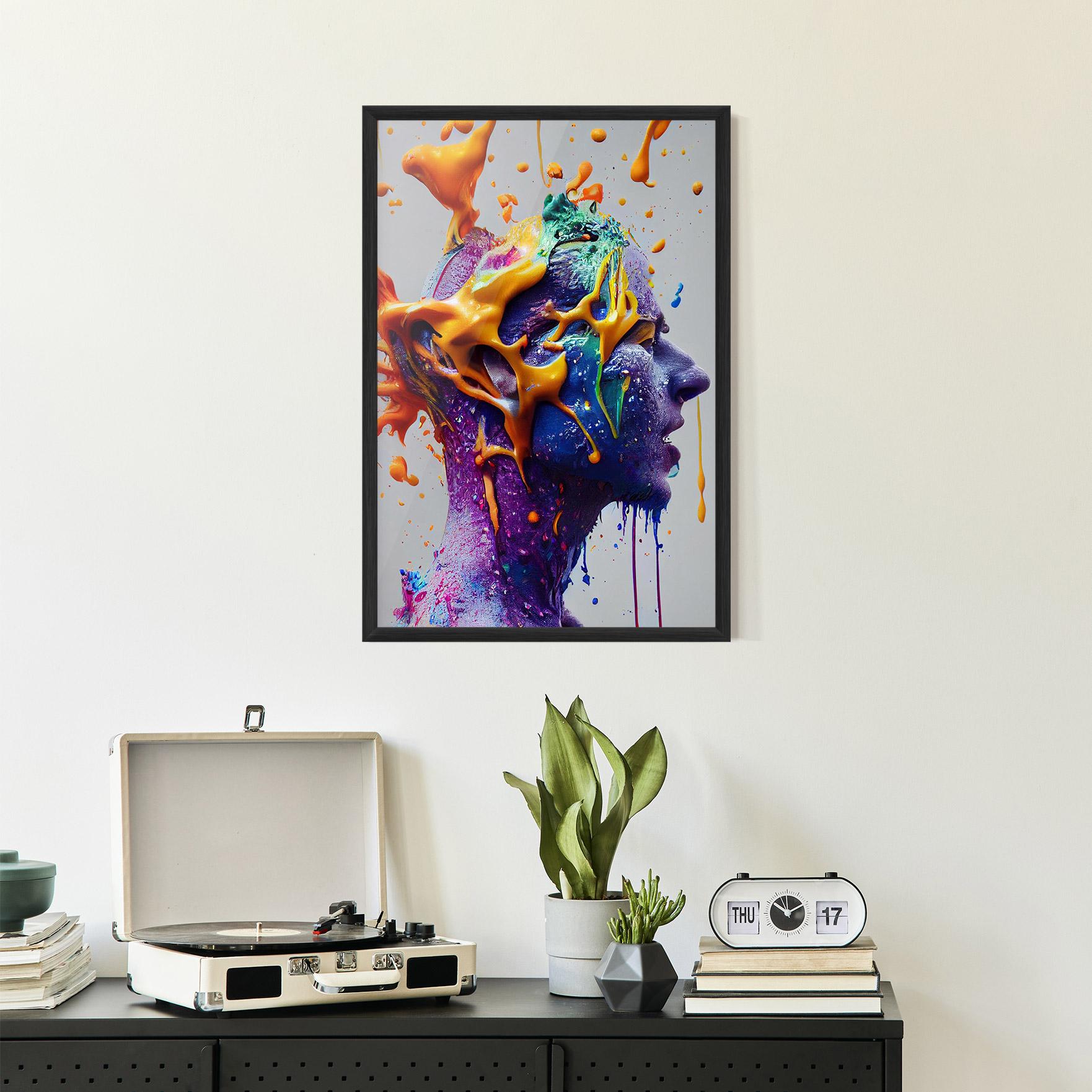 Gerahmte Poster Abstract Purple Face mockup 2