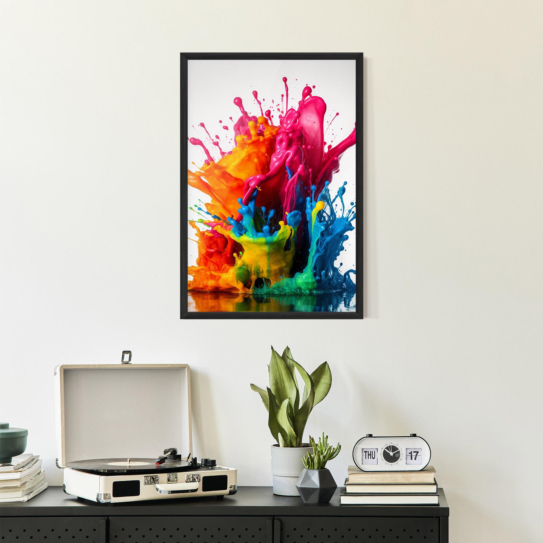 Gerahmte Poster Colorful Explosion Paint mockup 2