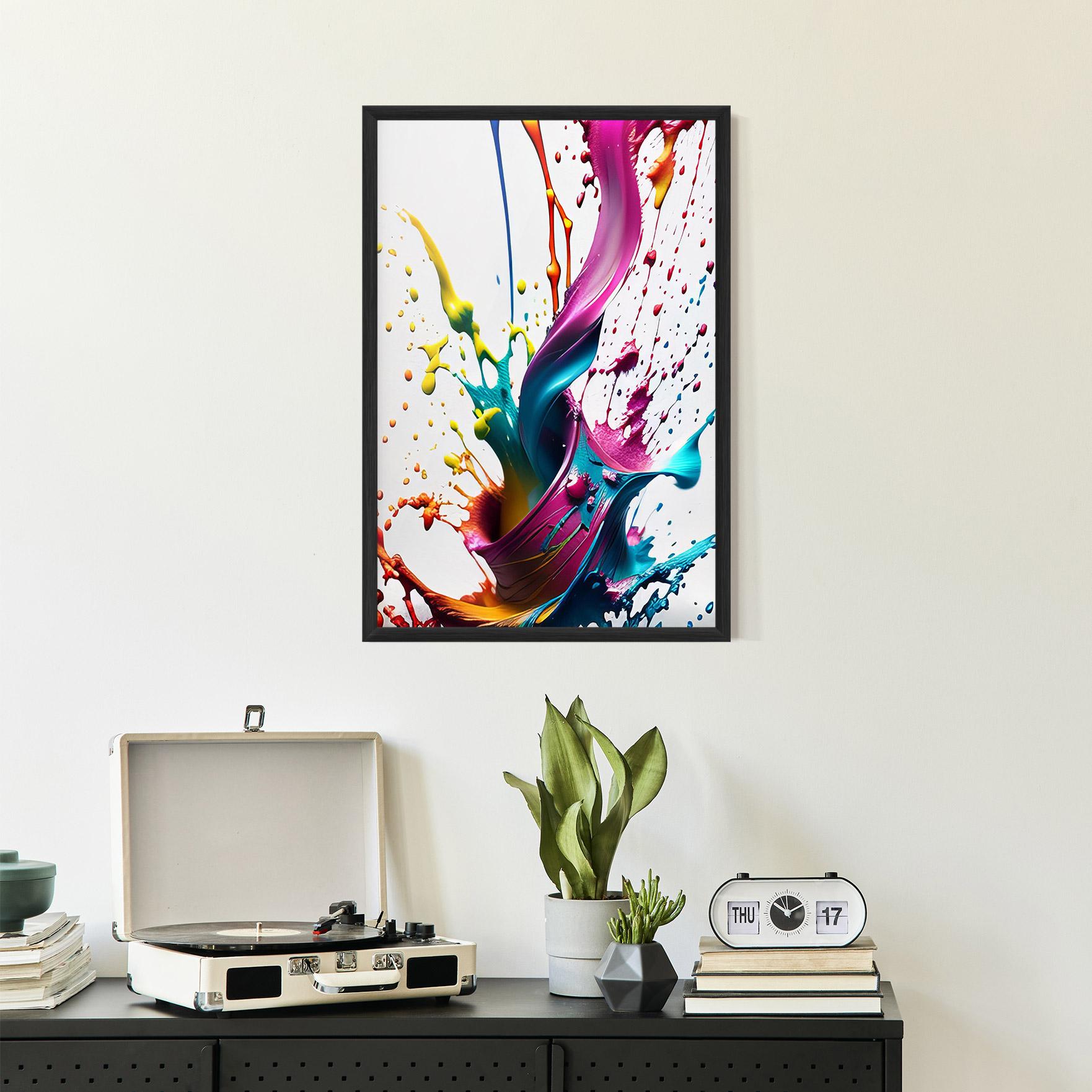 Gerahmte Poster Purple Blue Splash mockup 2