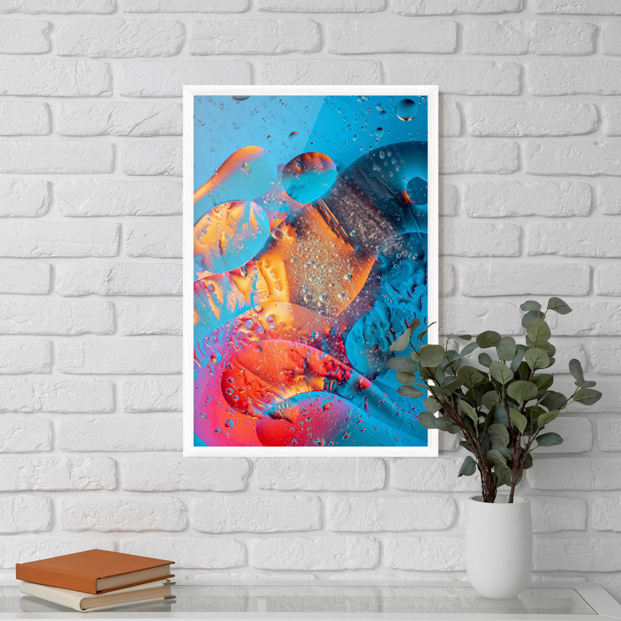 Gerahmte Poster Blue Orange Drops mockup 5