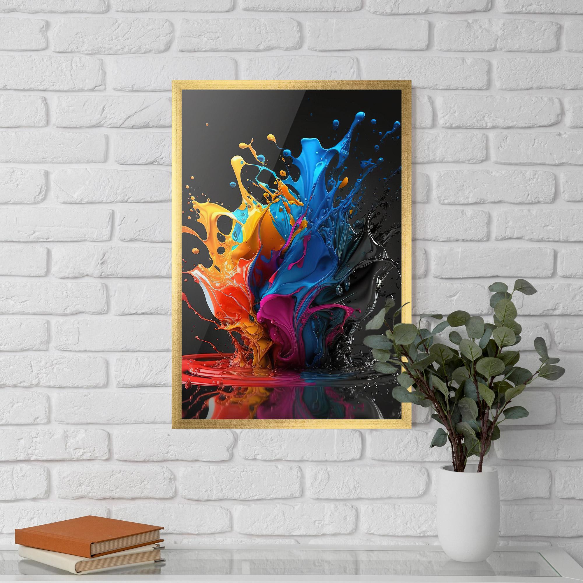 Gerahmte Poster Black Blue Splash mockup 5