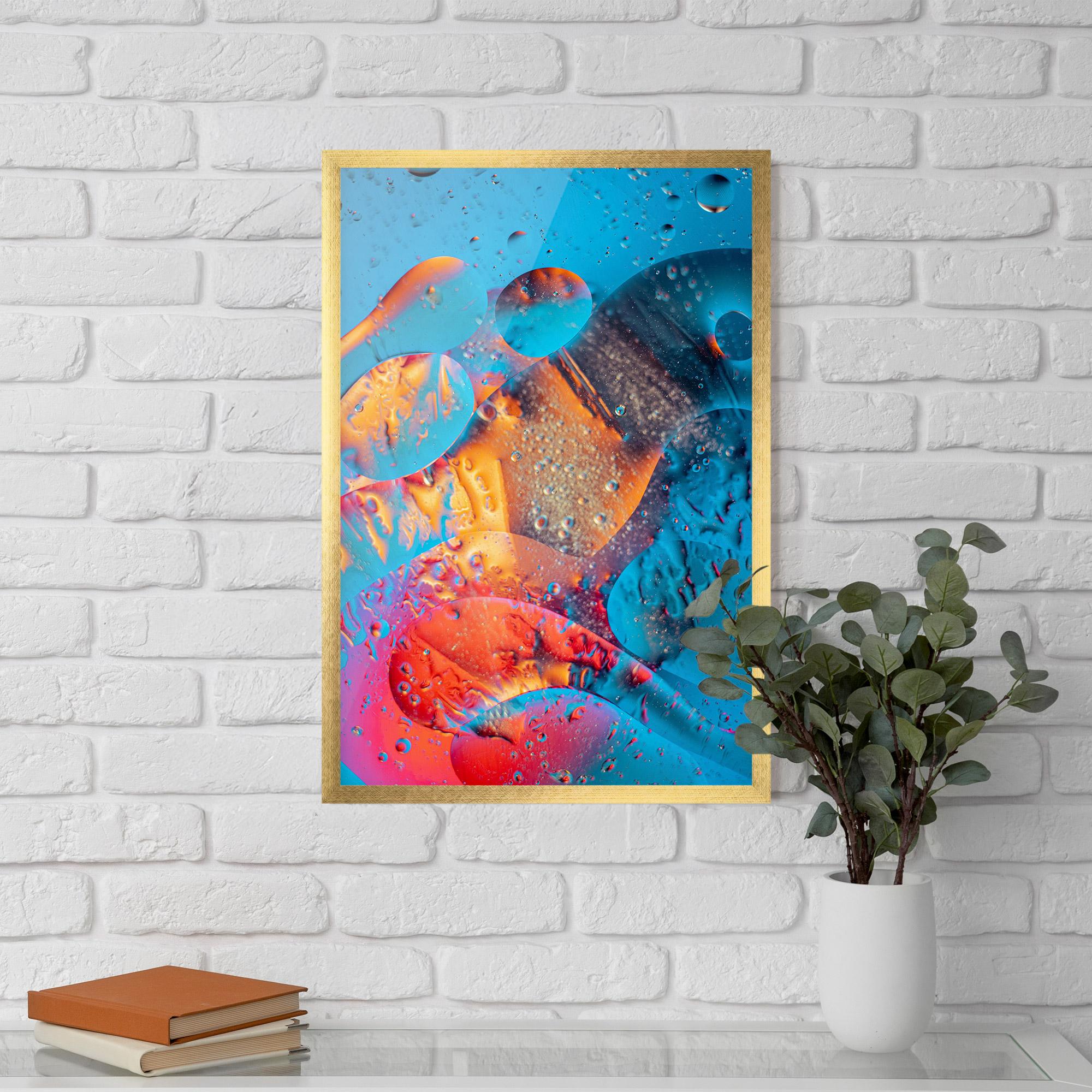 Gerahmte Poster Blue Orange Drops mockup 5