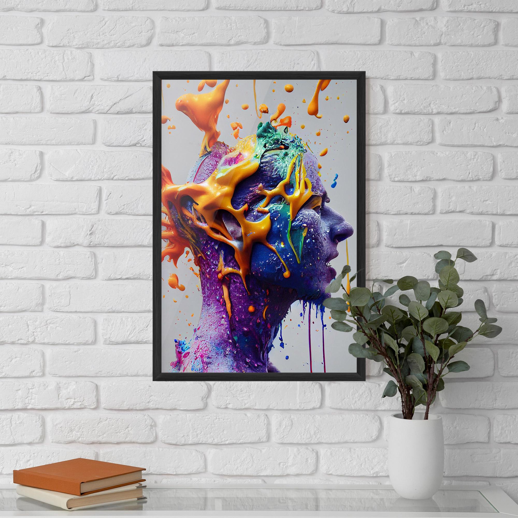 Gerahmte Poster Abstract Purple Face mockup 5