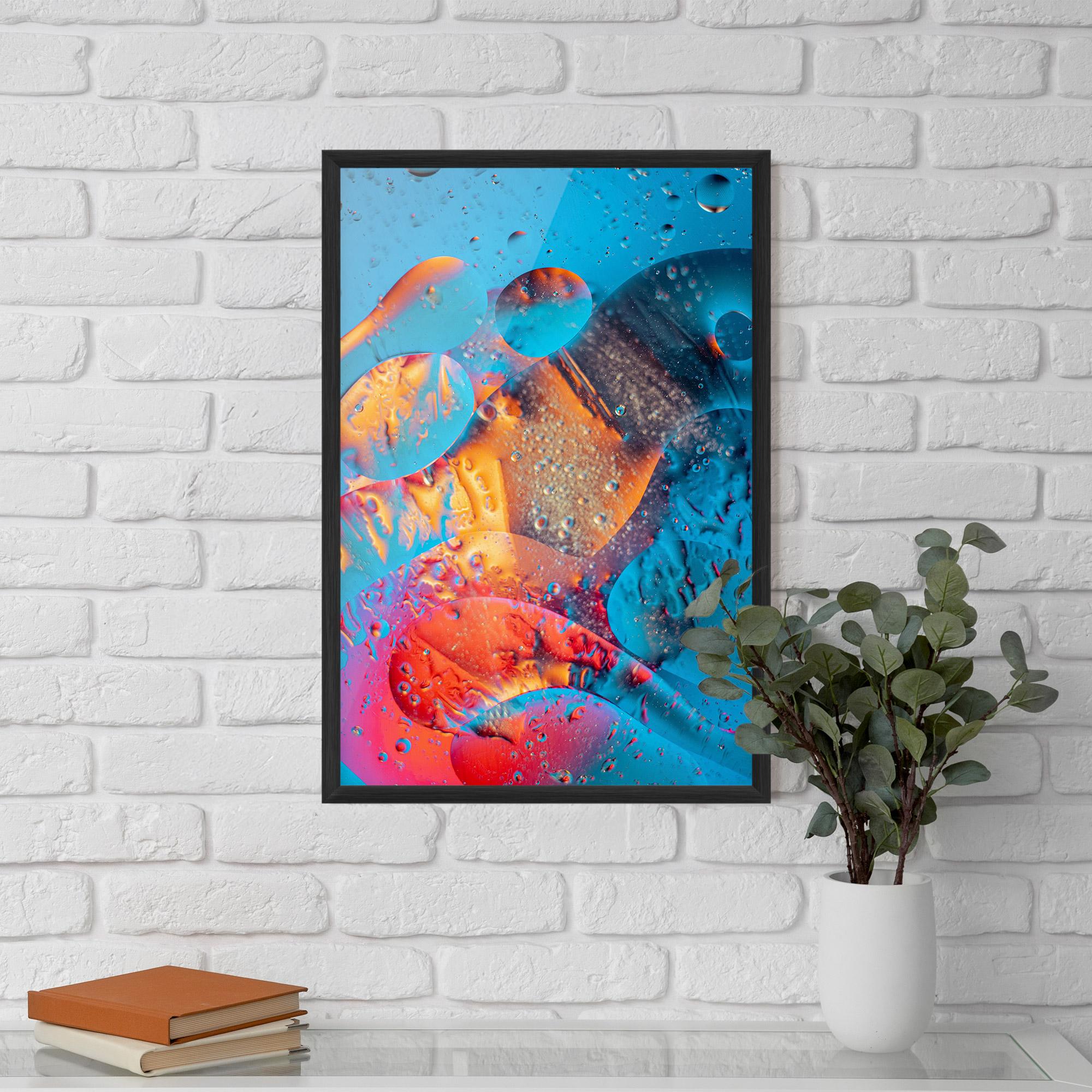 Gerahmte Poster Blue Orange Drops mockup 5