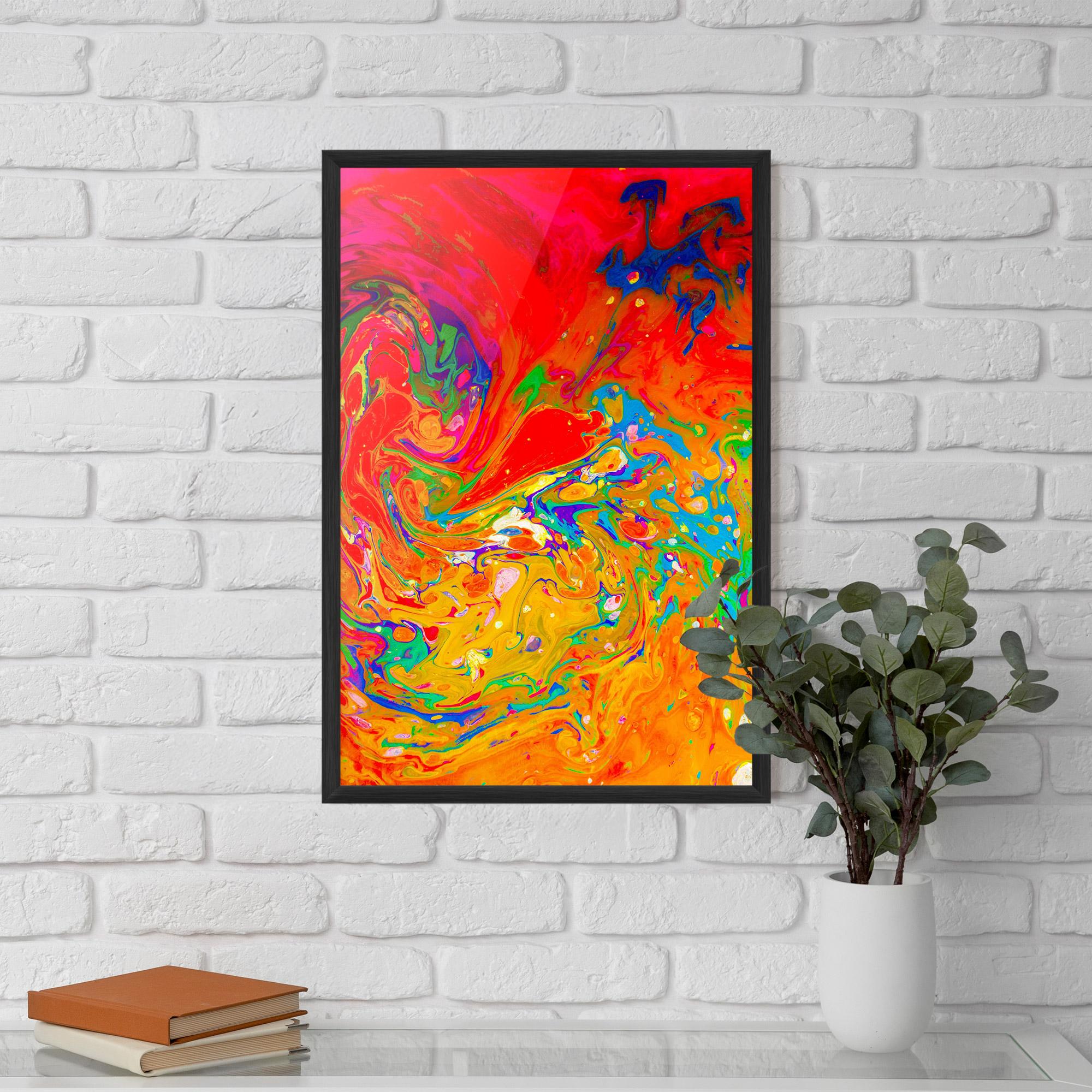 Gerahmte Poster Marbling Orange Art mockup 5