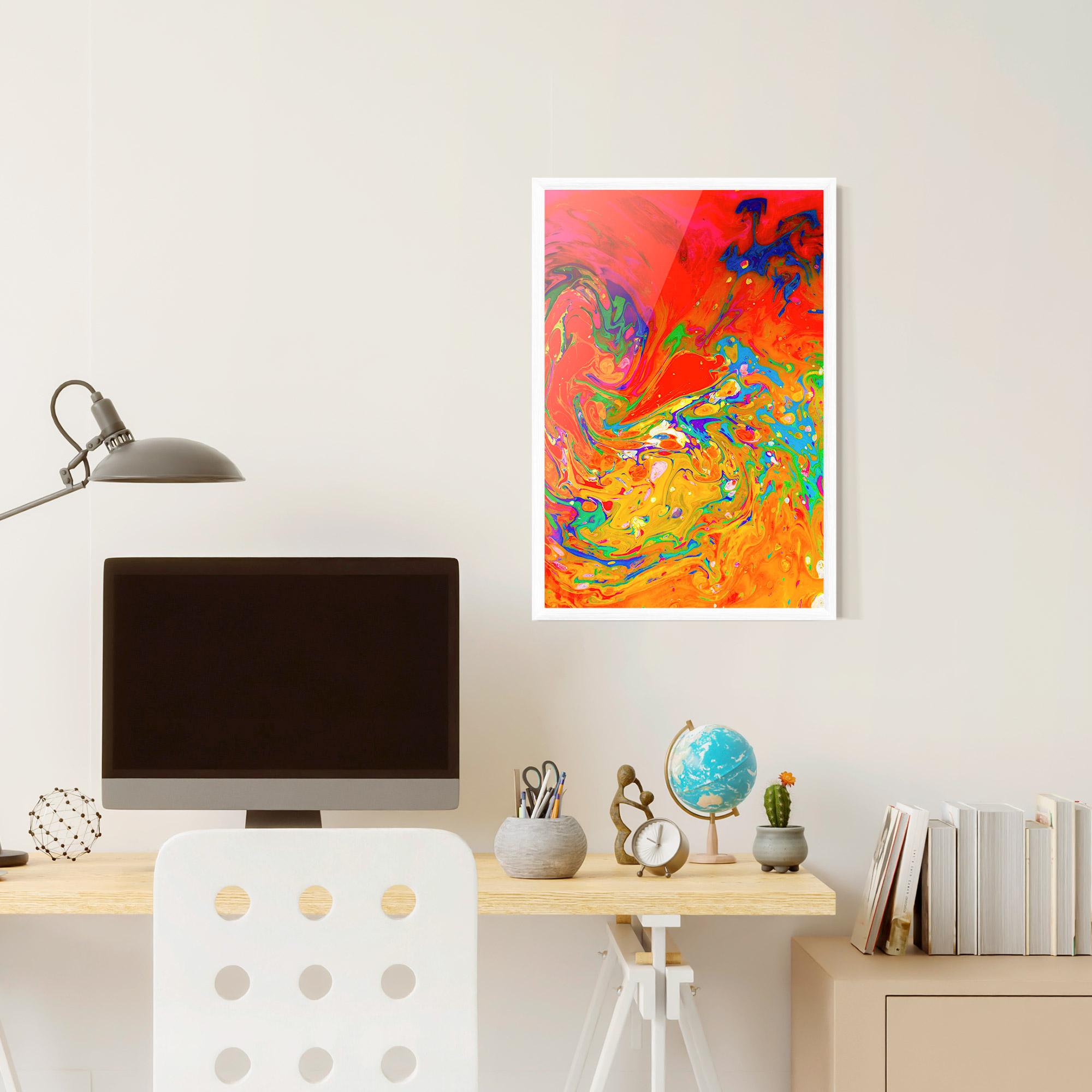 Gerahmte Poster Marbling Orange Art mockup 6