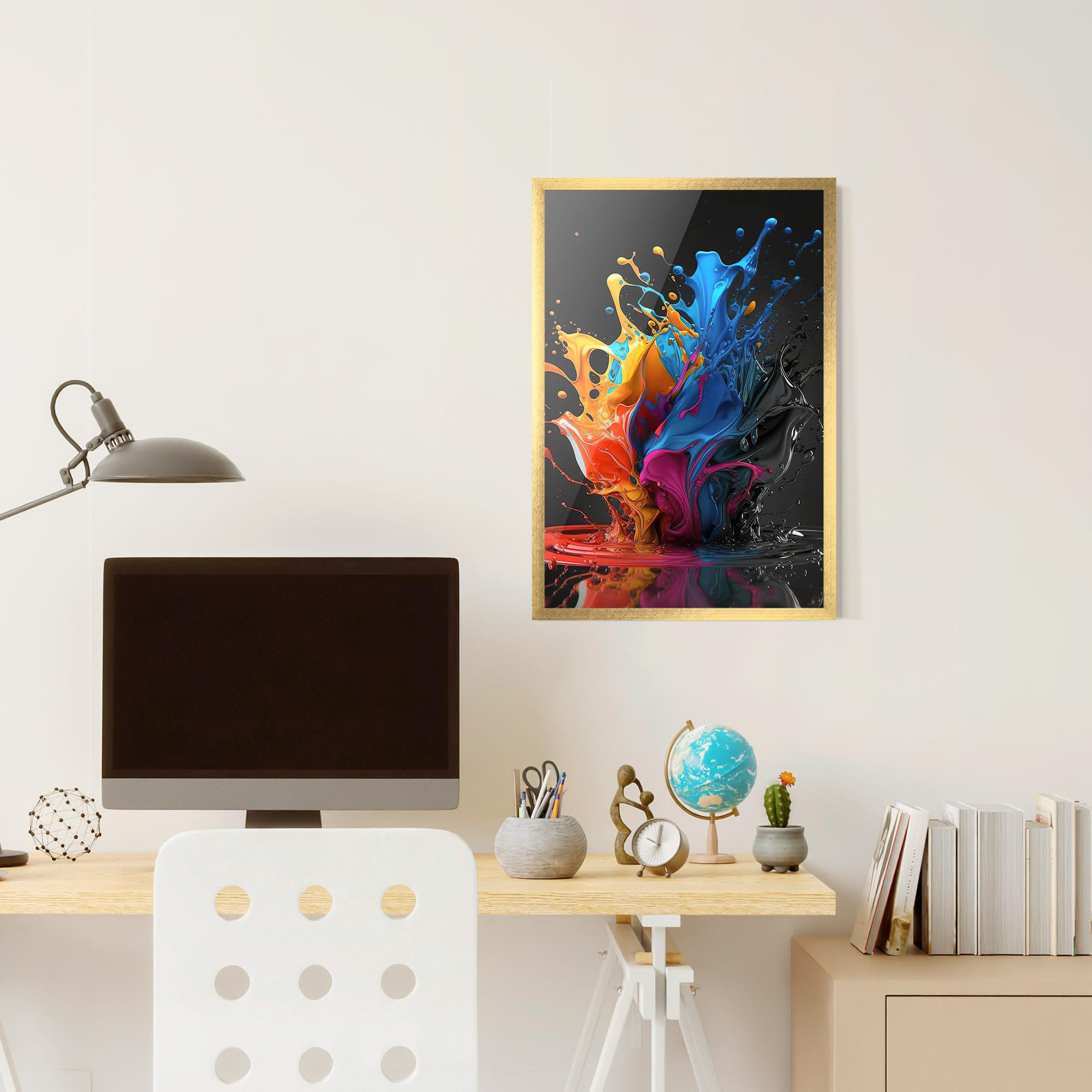 Gerahmte Poster Black Blue Splash mockup 6