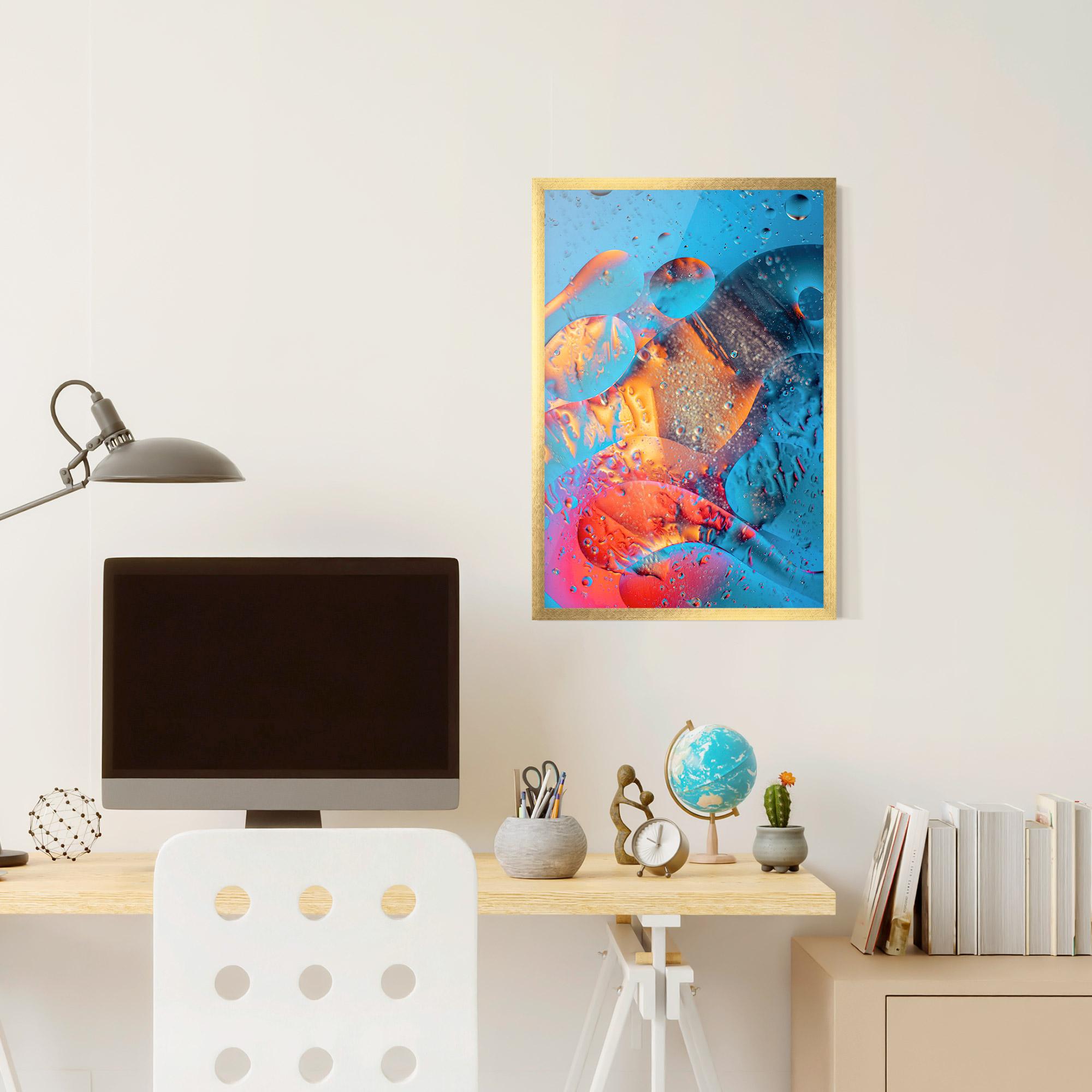 Gerahmte Poster Blue Orange Drops mockup 6