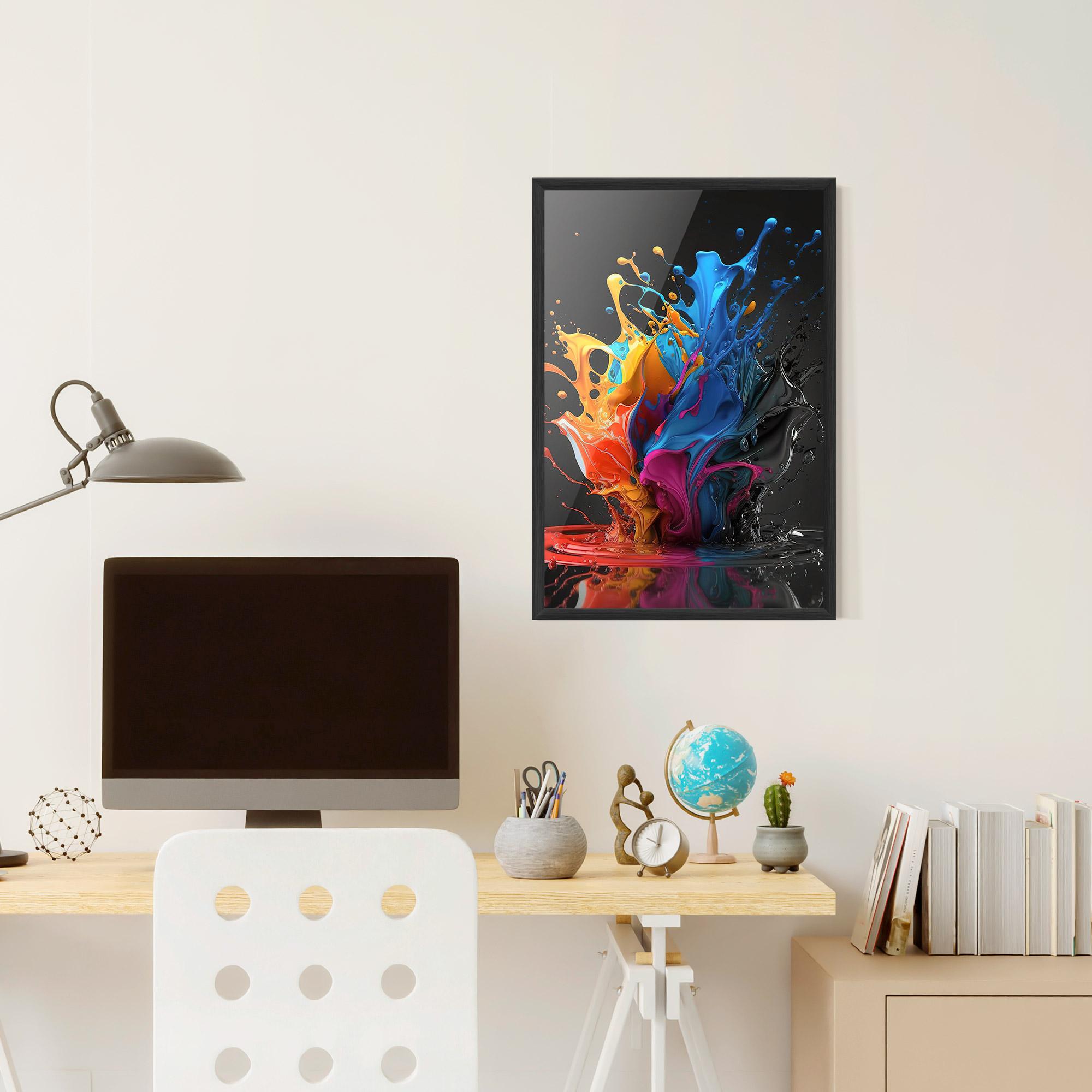 Gerahmte Poster Black Blue Splash mockup 6
