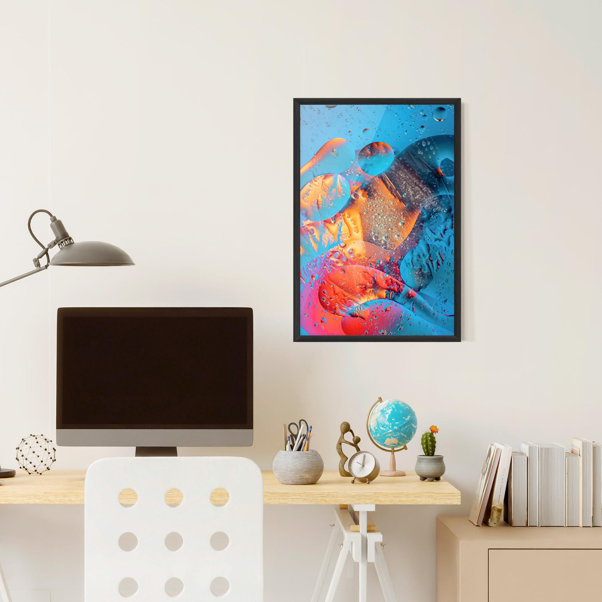 Gerahmte Poster Blue Orange Drops mockup 6