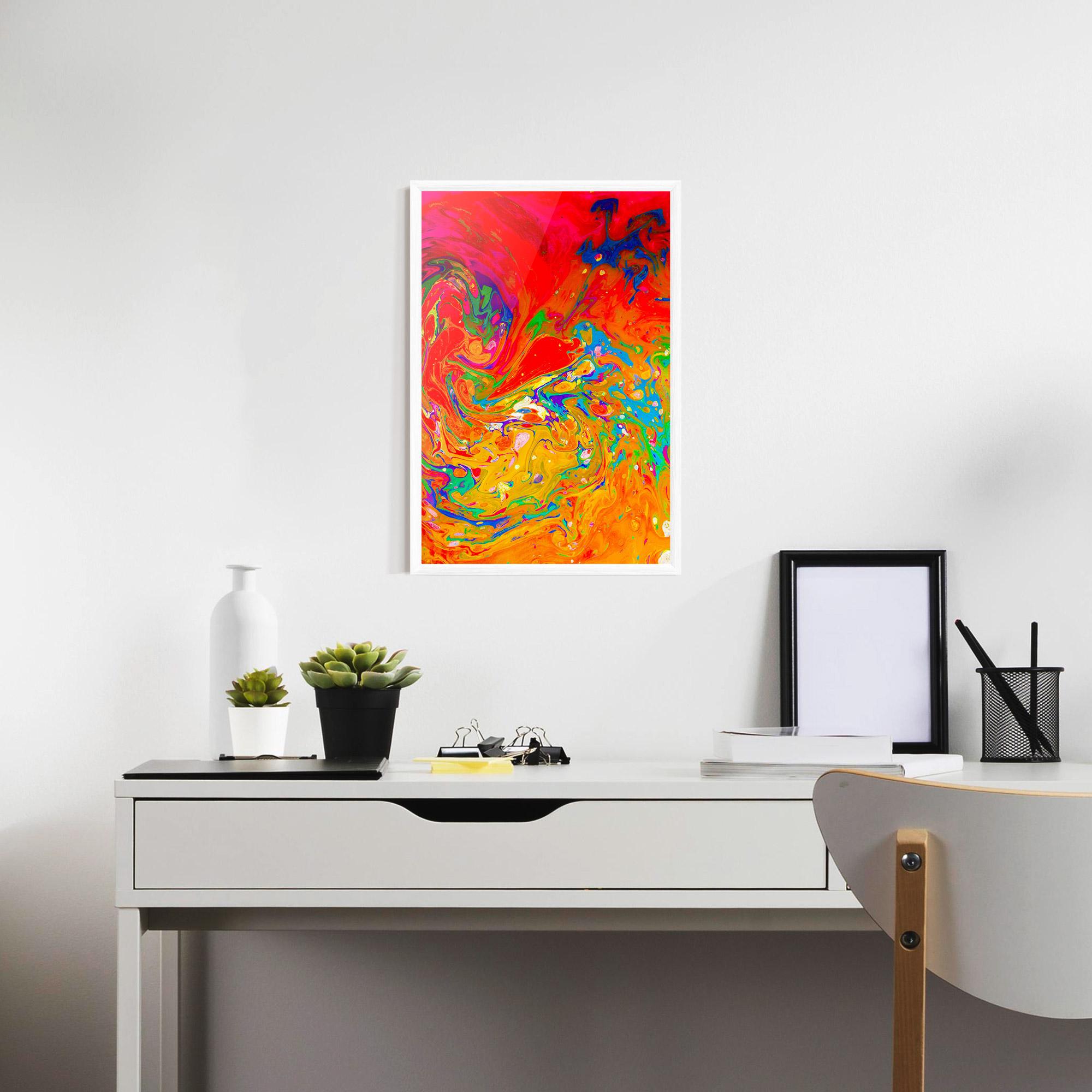 Gerahmte Poster Marbling Orange Art mockup 7