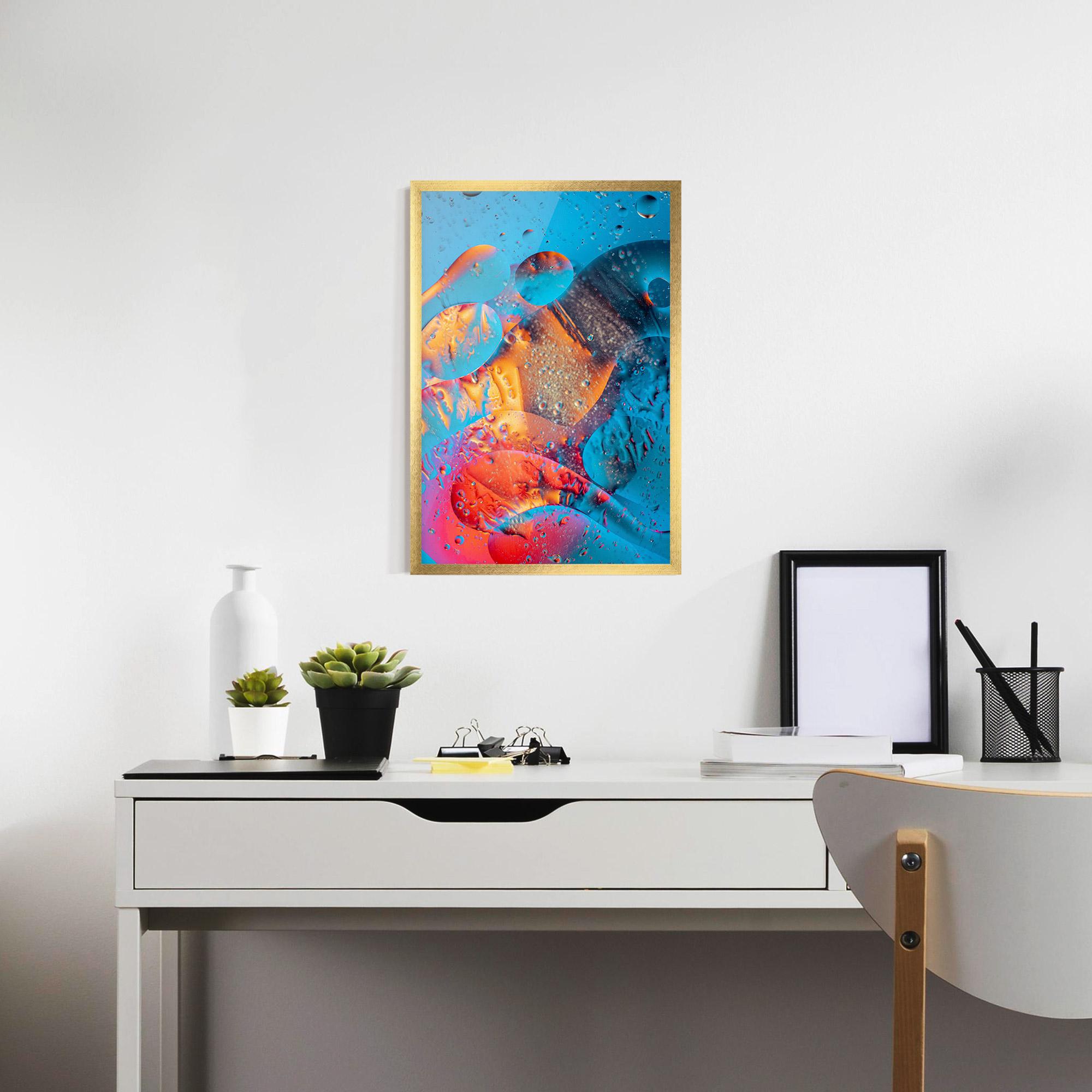 Gerahmte Poster Blue Orange Drops mockup 7