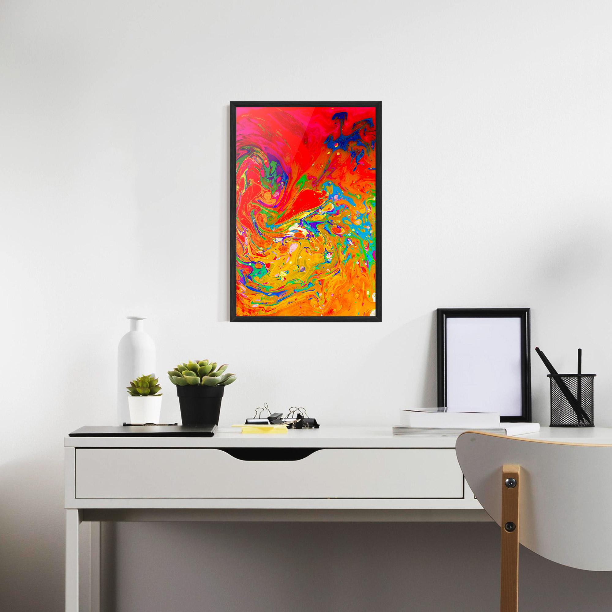 Gerahmte Poster Marbling Orange Art mockup 7