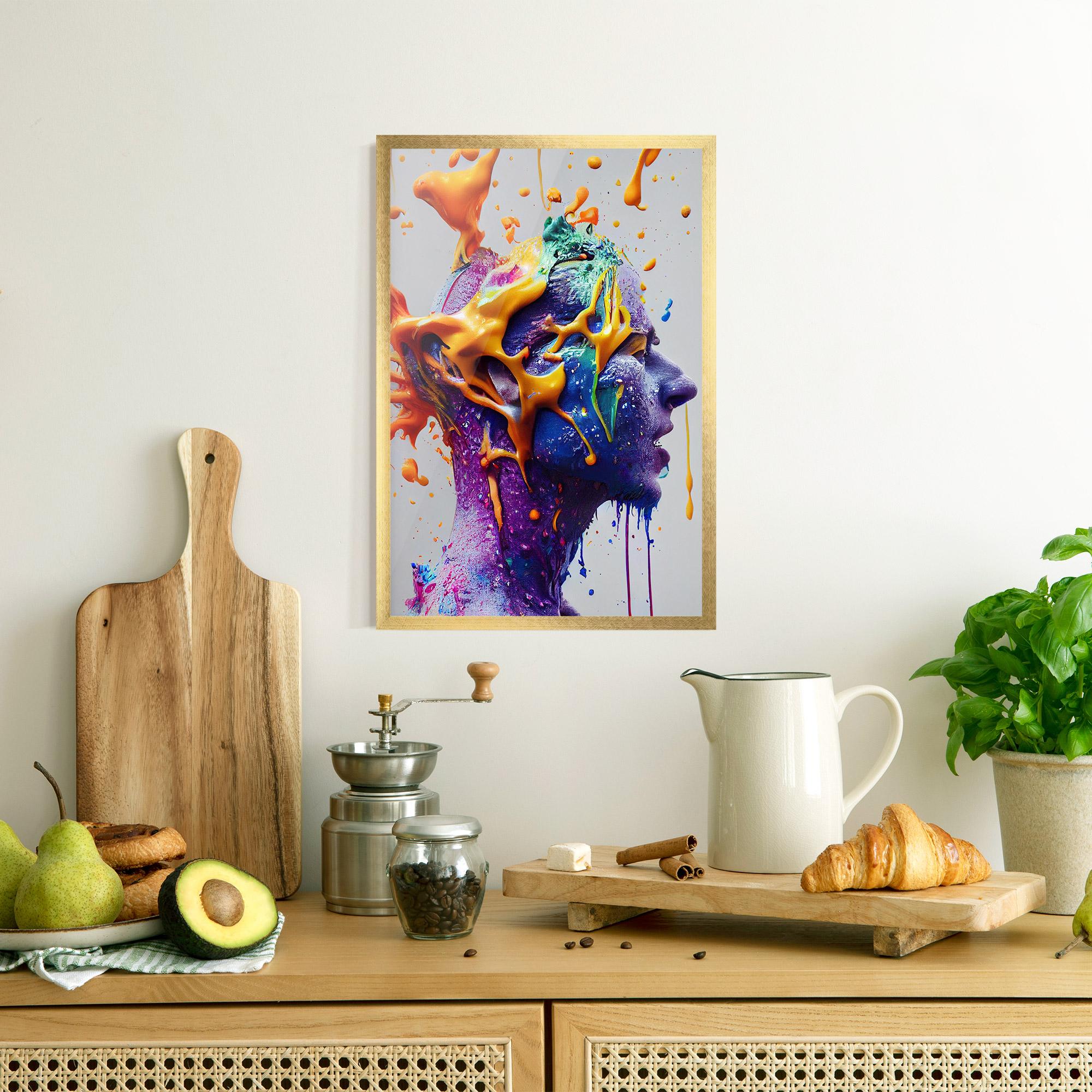 Gerahmte Poster Abstract Purple Face mockup 8