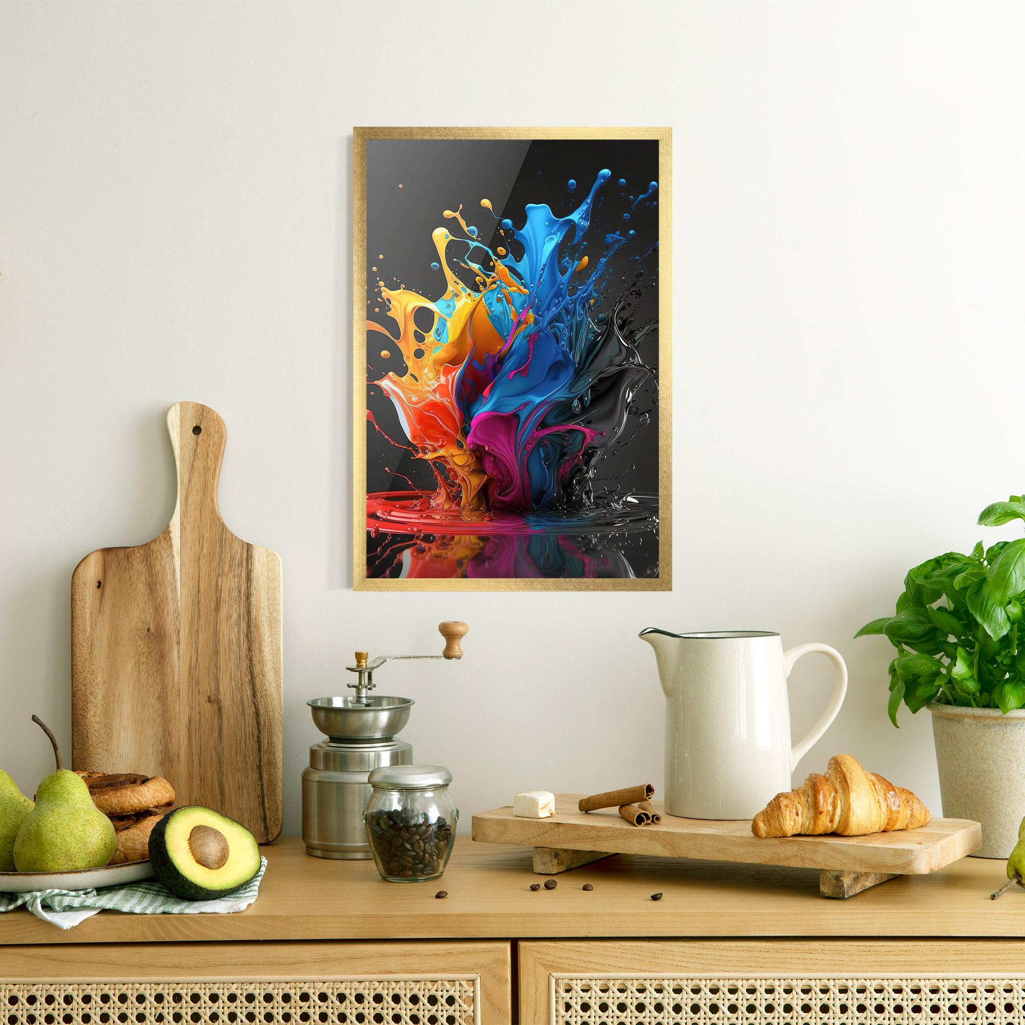 Gerahmte Poster Black Blue Splash mockup 8