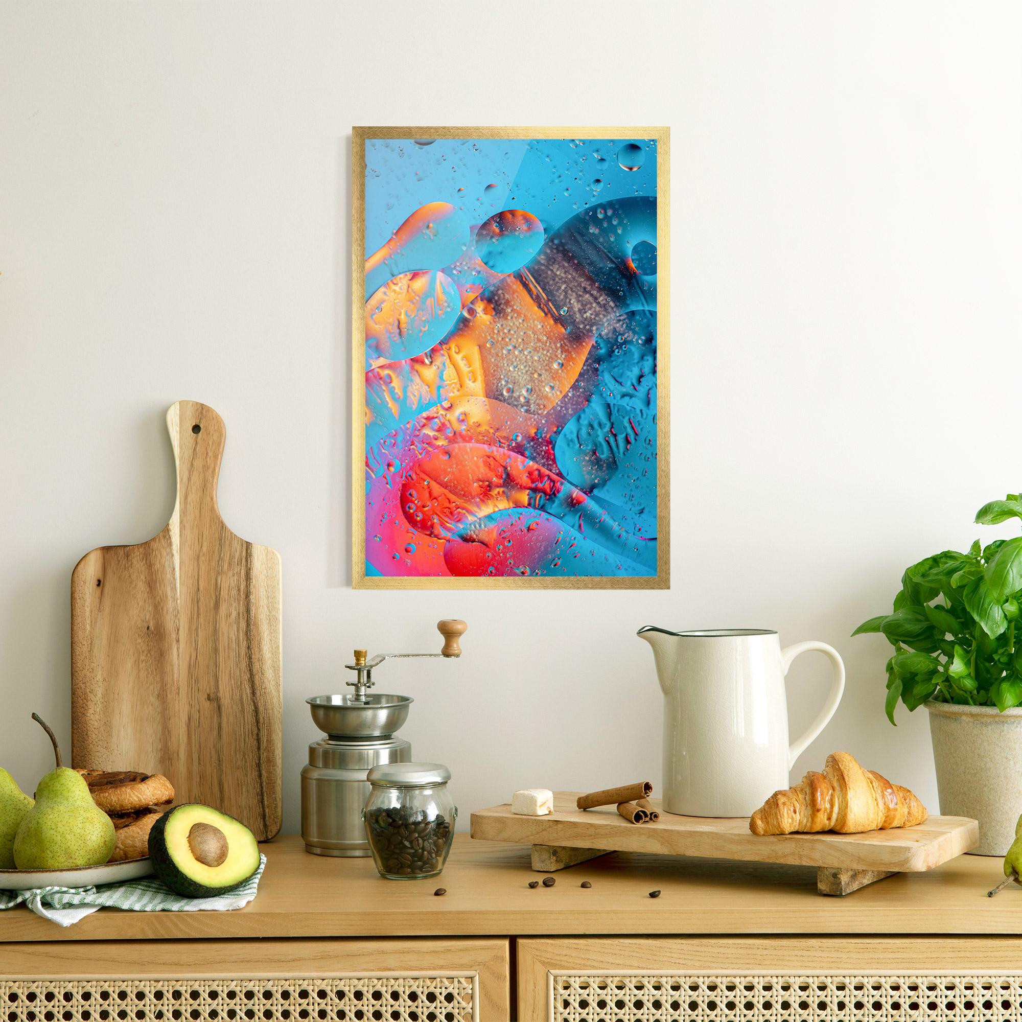 Gerahmte Poster Blue Orange Drops mockup 8