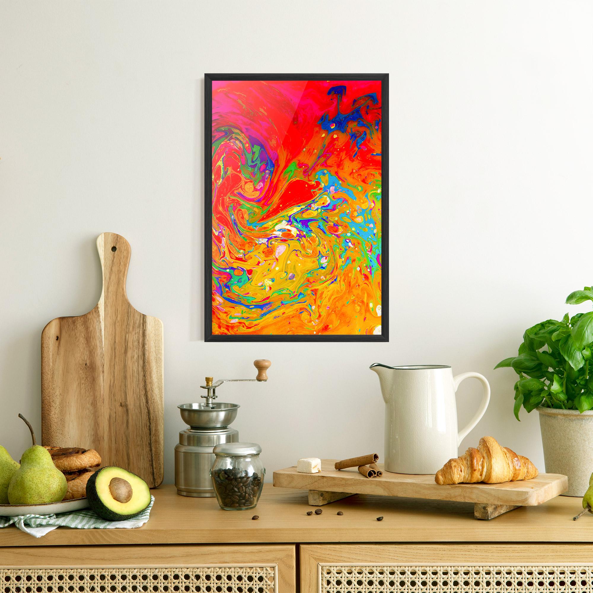 Gerahmte Poster Marbling Orange Art mockup 8