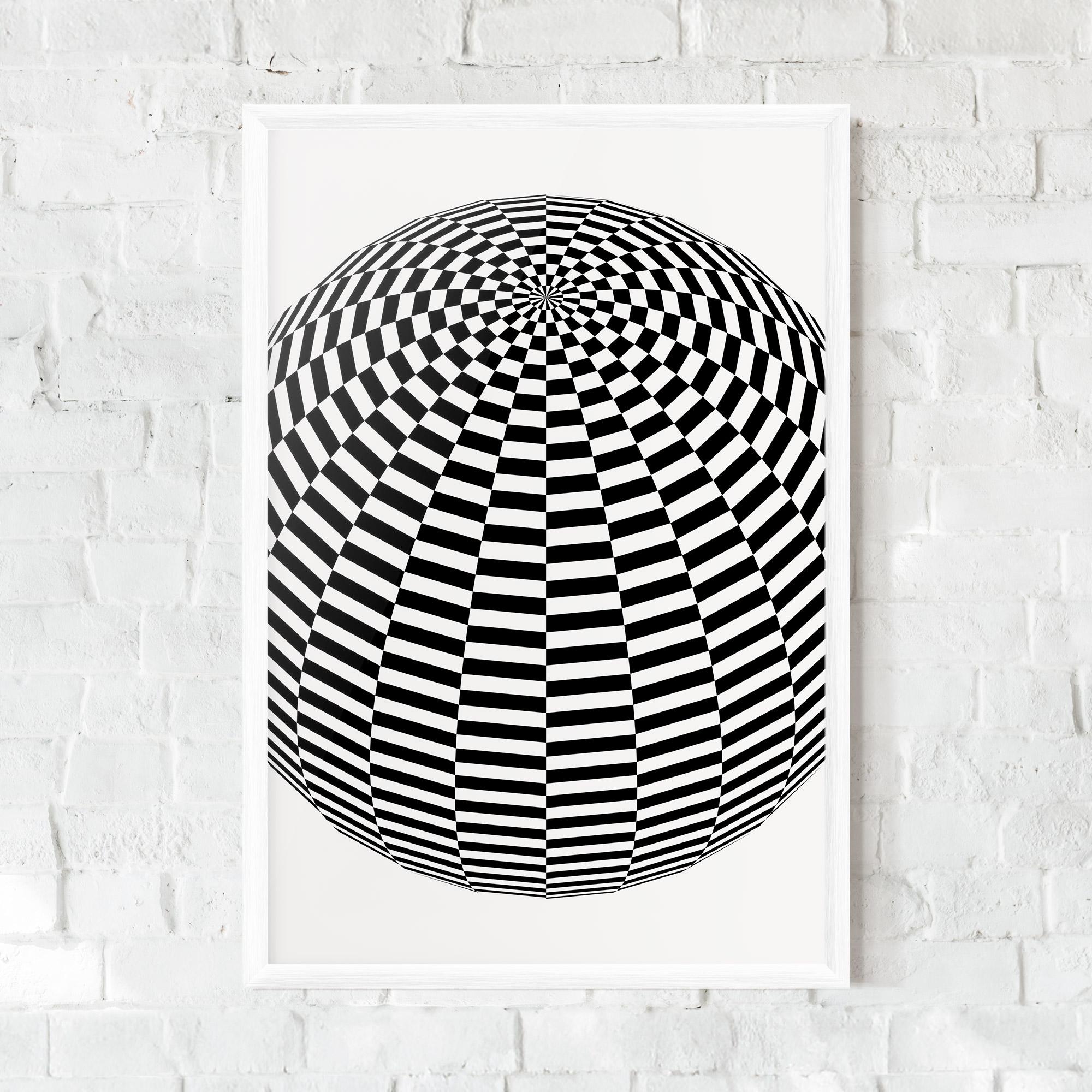Gerahmte Poster 3d Black White Ball mockup 0