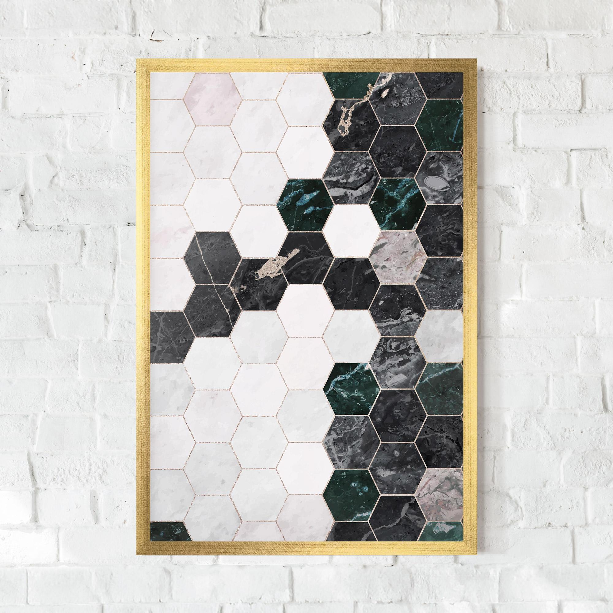 Gerahmte Poster Green Hexagon mockup 0