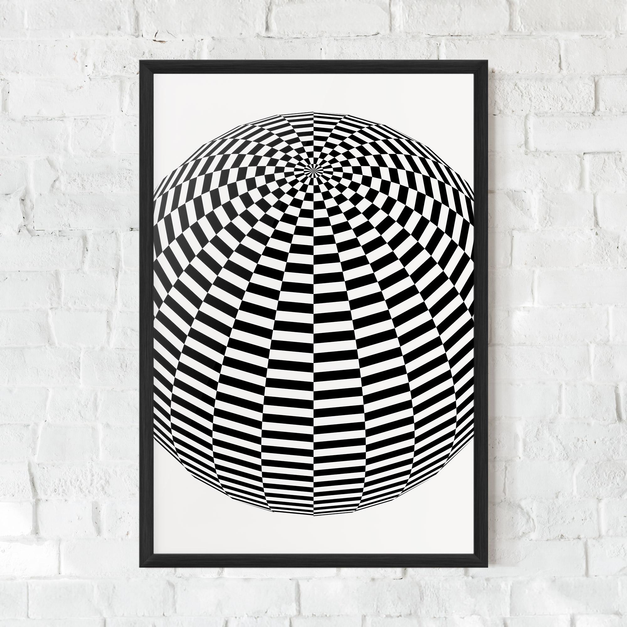 Gerahmte Poster 3d Black White Ball mockup 0