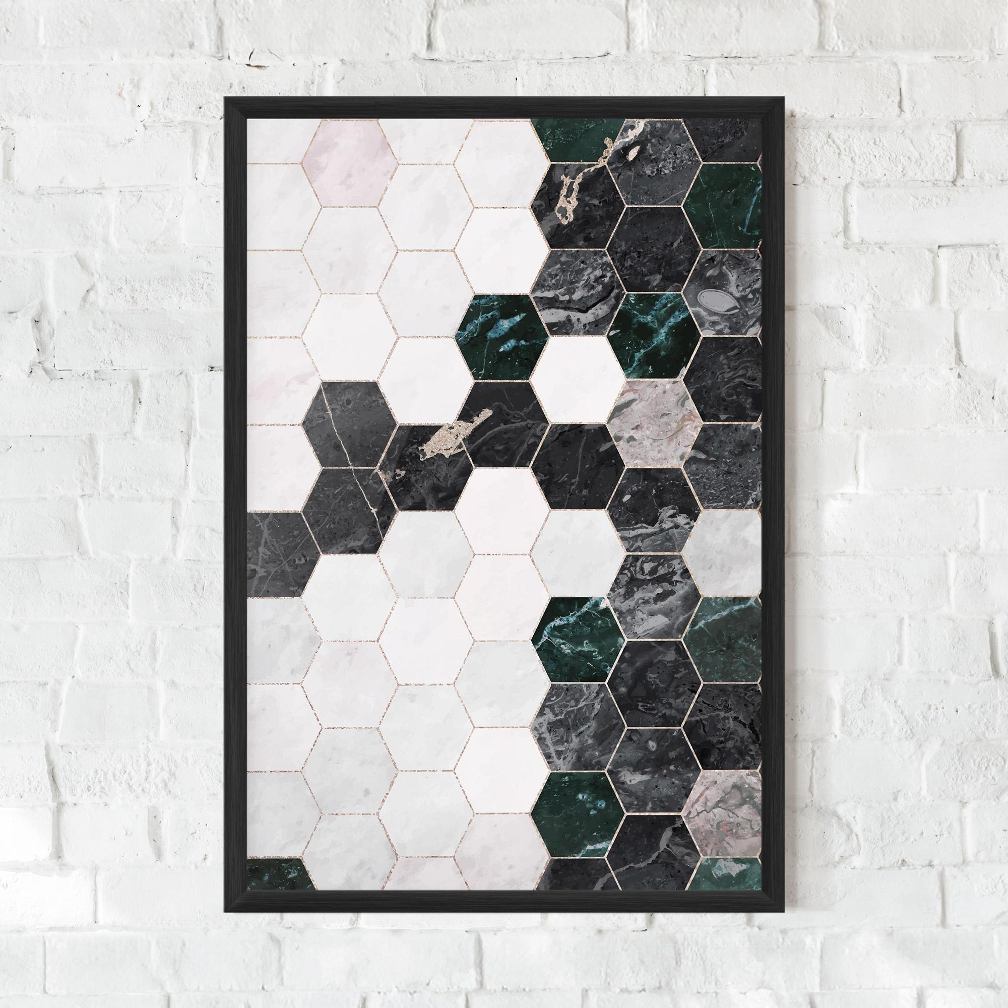 Gerahmte Poster Green Hexagon mockup 0