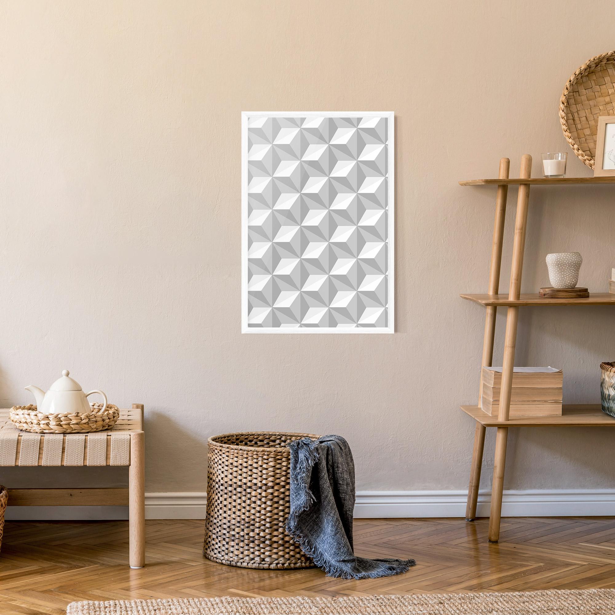 Gerahmte Poster White Triangle Pattern mockup 9
