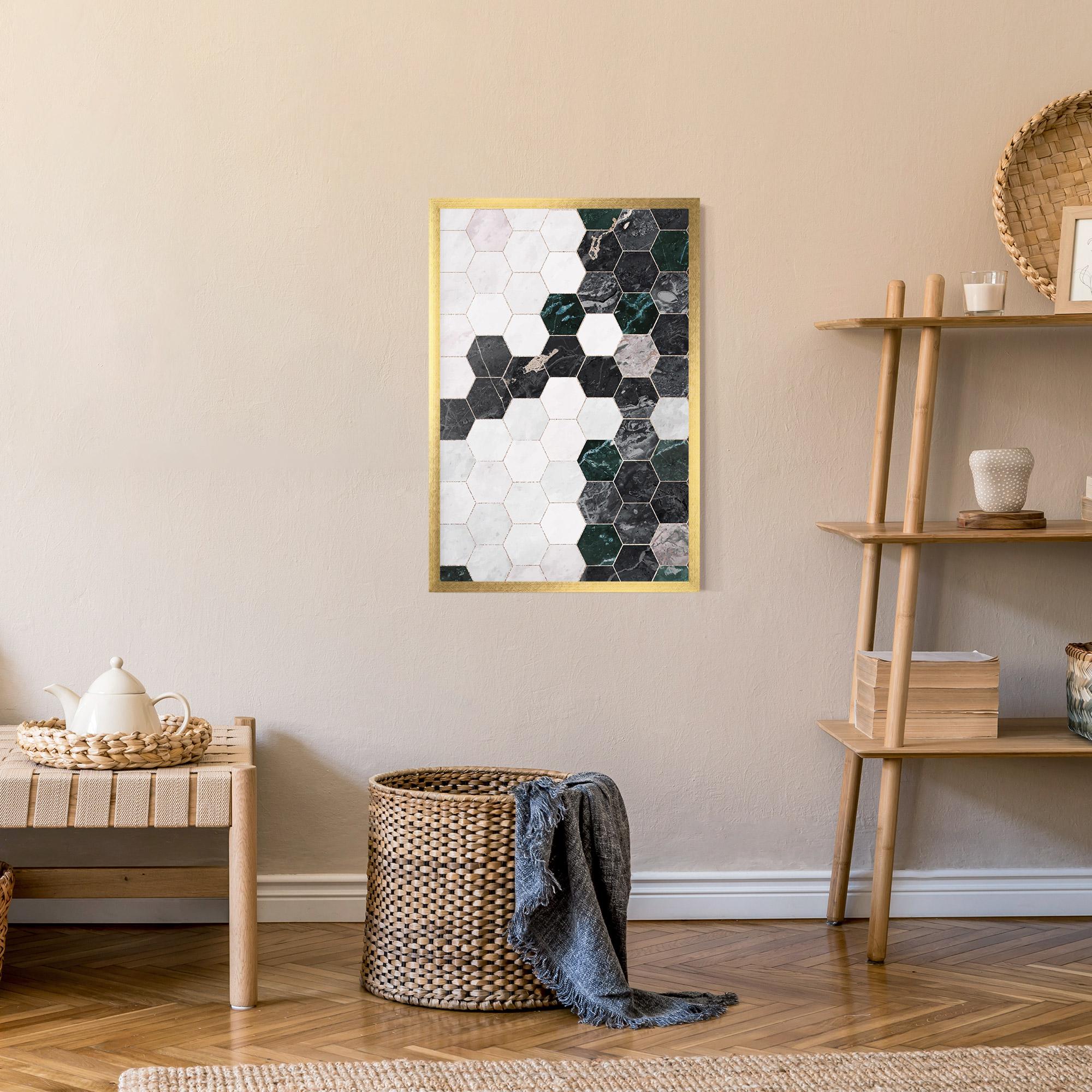 Gerahmte Poster Green Hexagon mockup 9