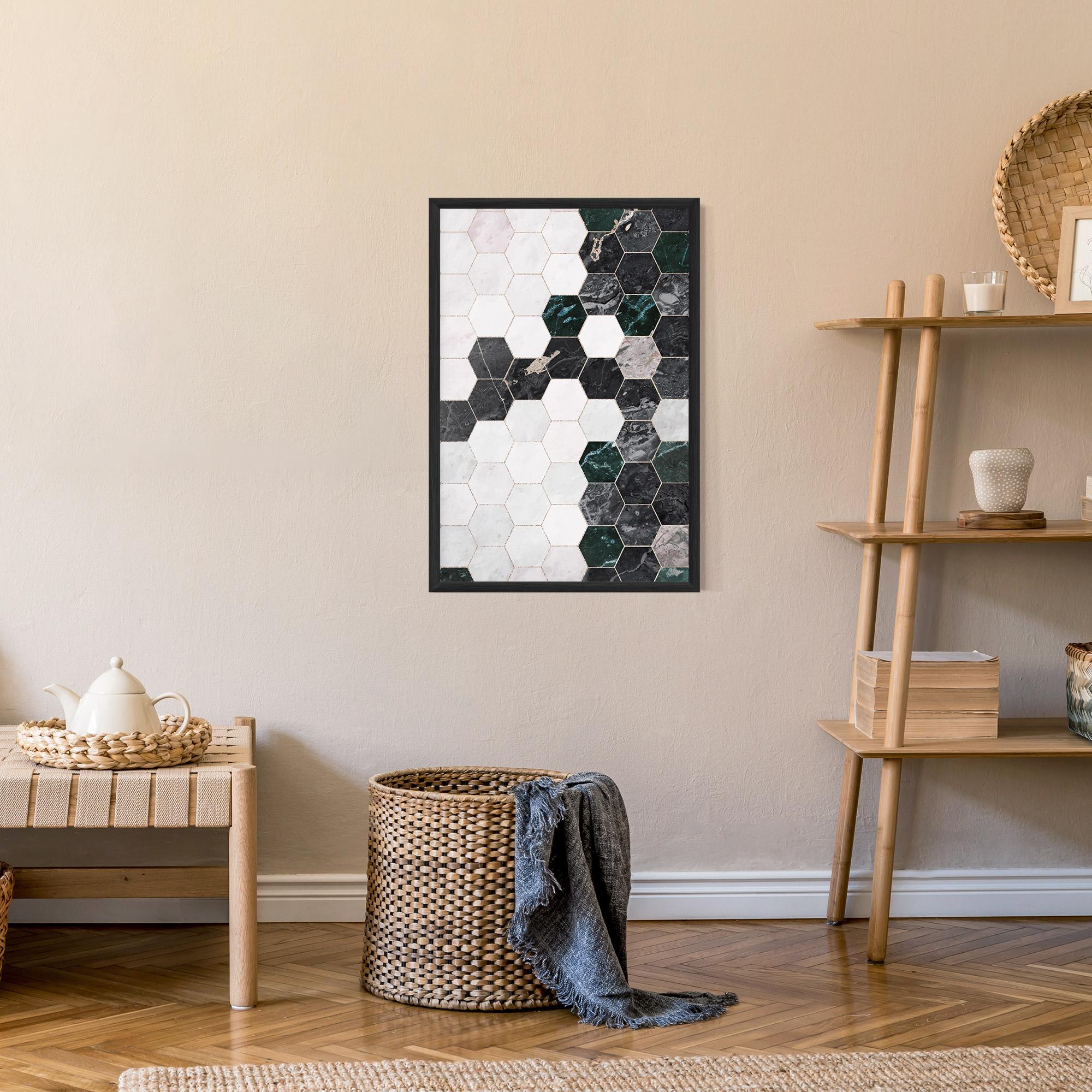 Gerahmte Poster Green Hexagon mockup 9