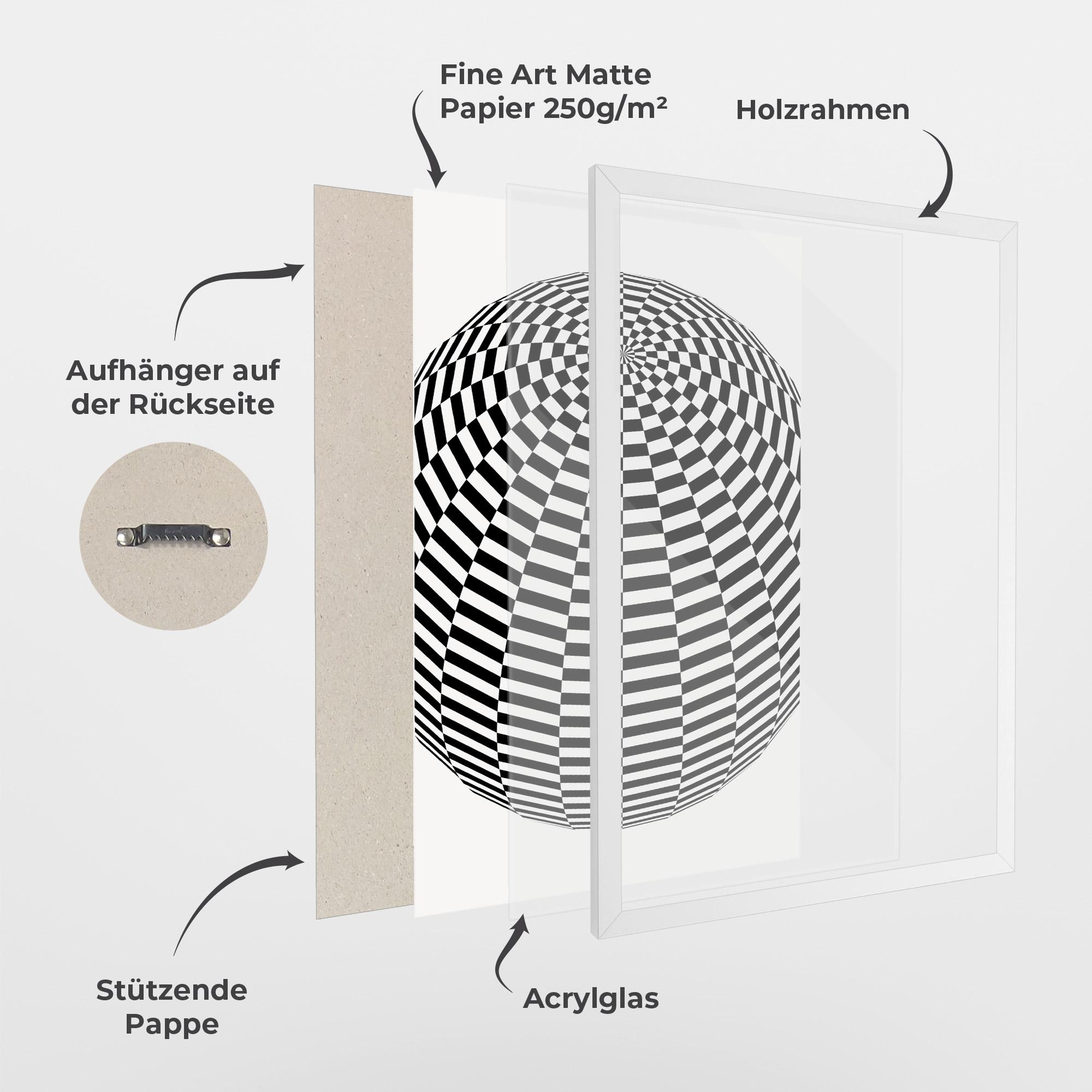 Gerahmte Poster 3d Black White Ball mockup 1