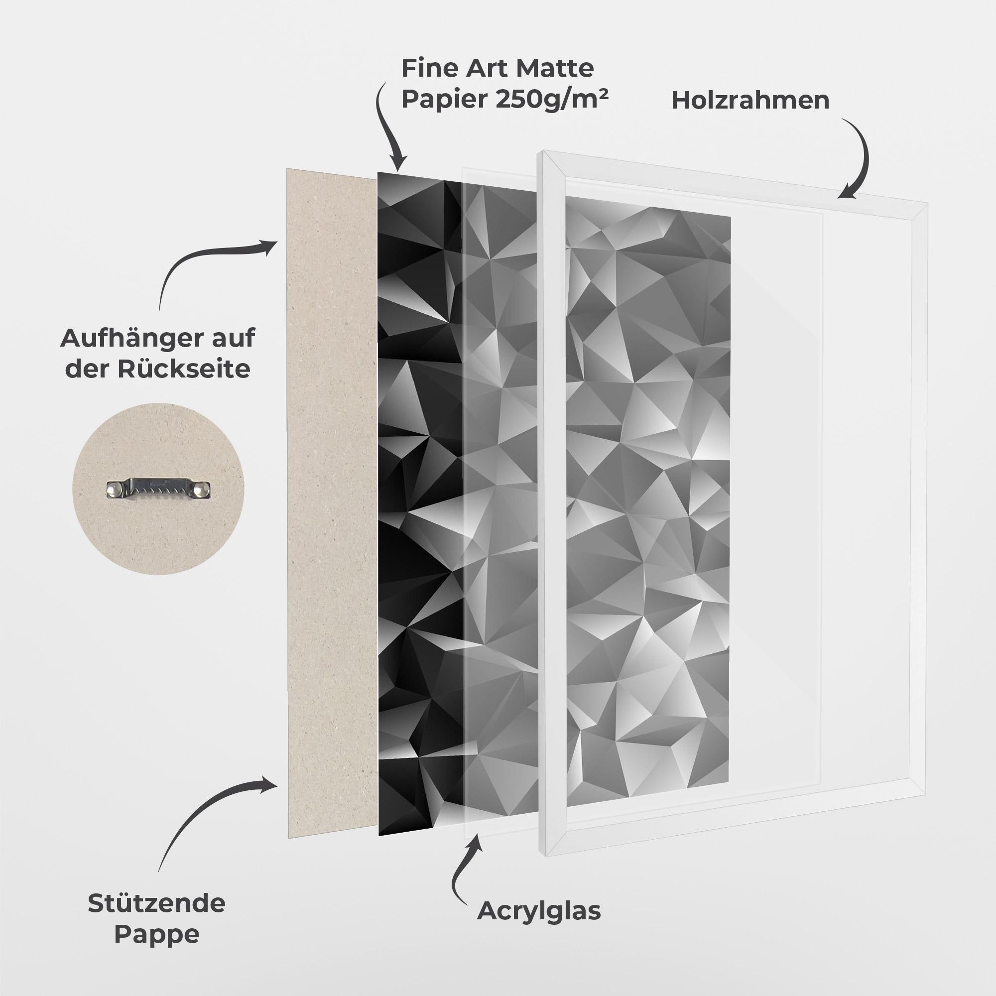 Gerahmte Poster Black Triangle Pattern mockup 1