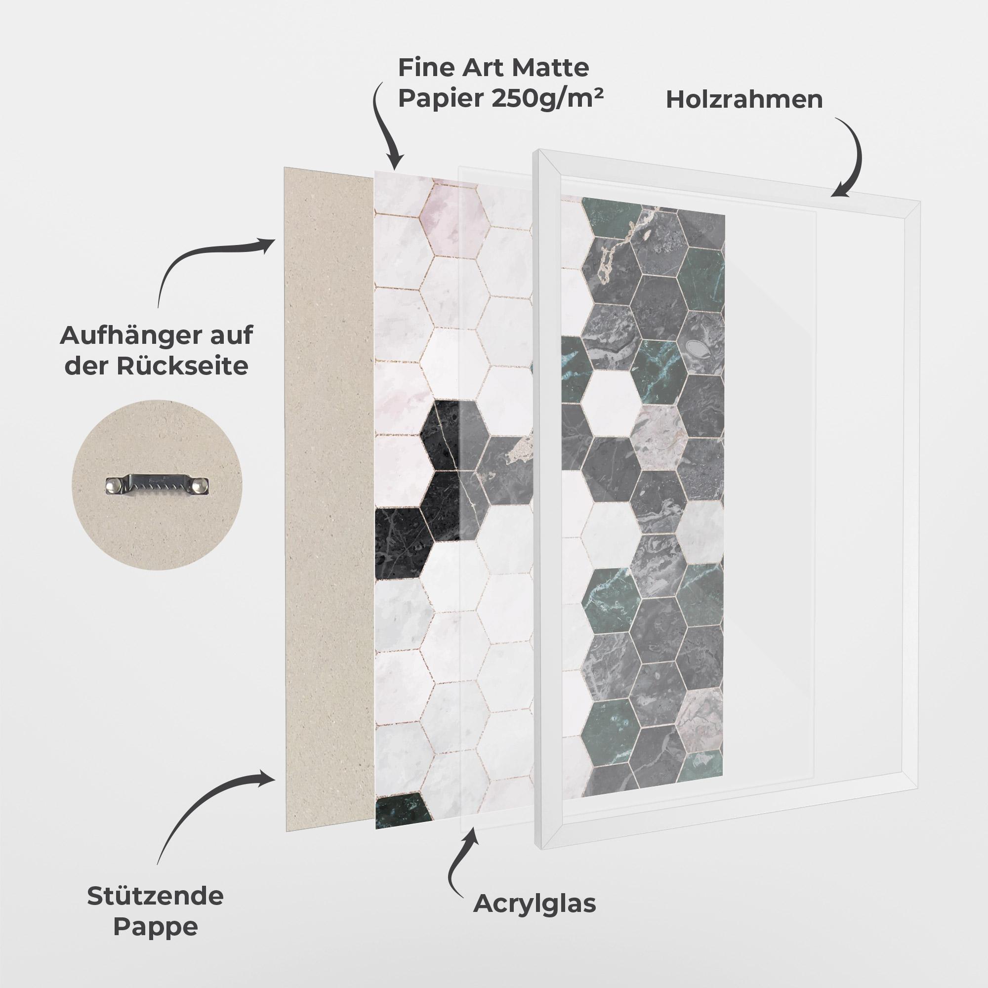 Gerahmte Poster Green Hexagon mockup 1