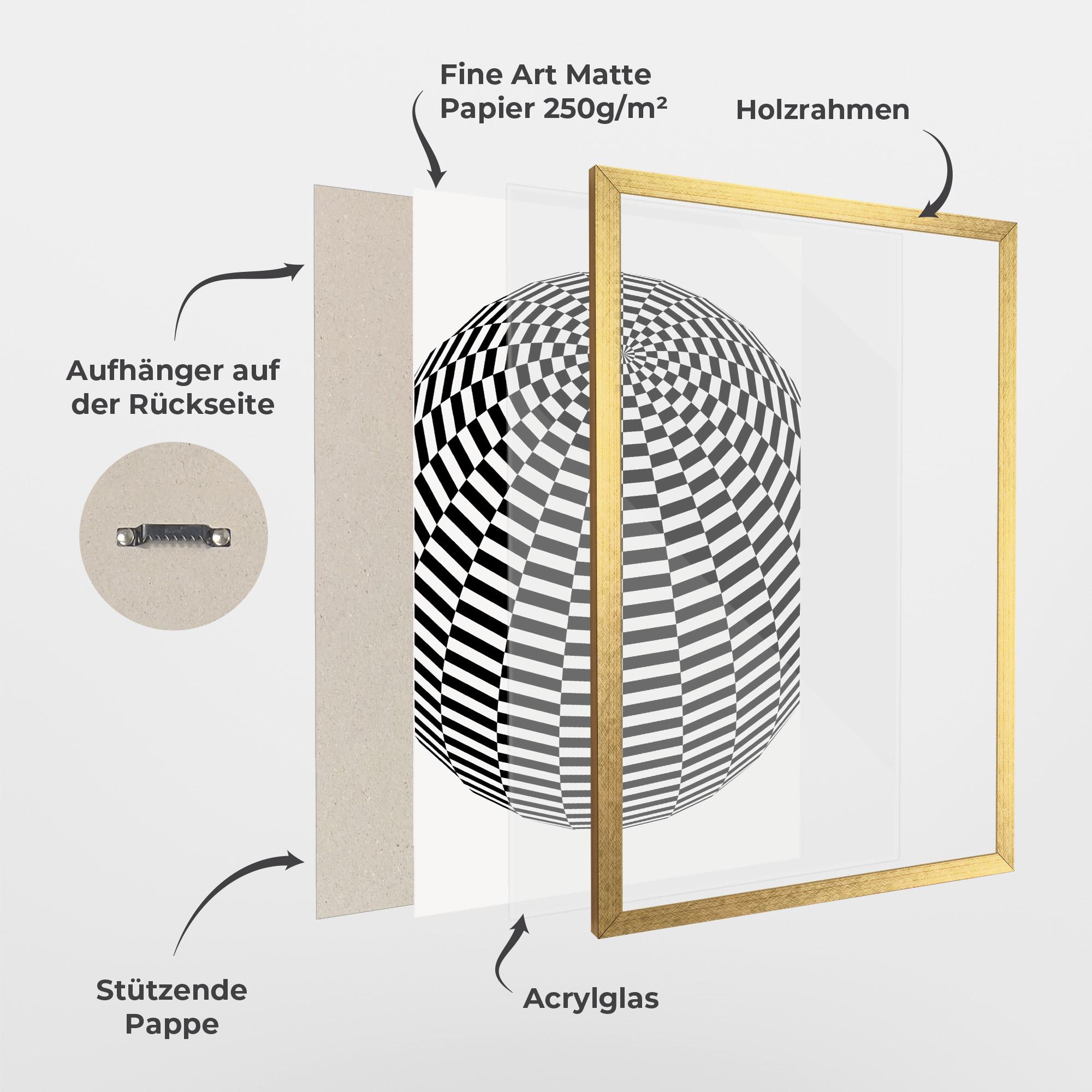 Gerahmte Poster 3d Black White Ball mockup 1