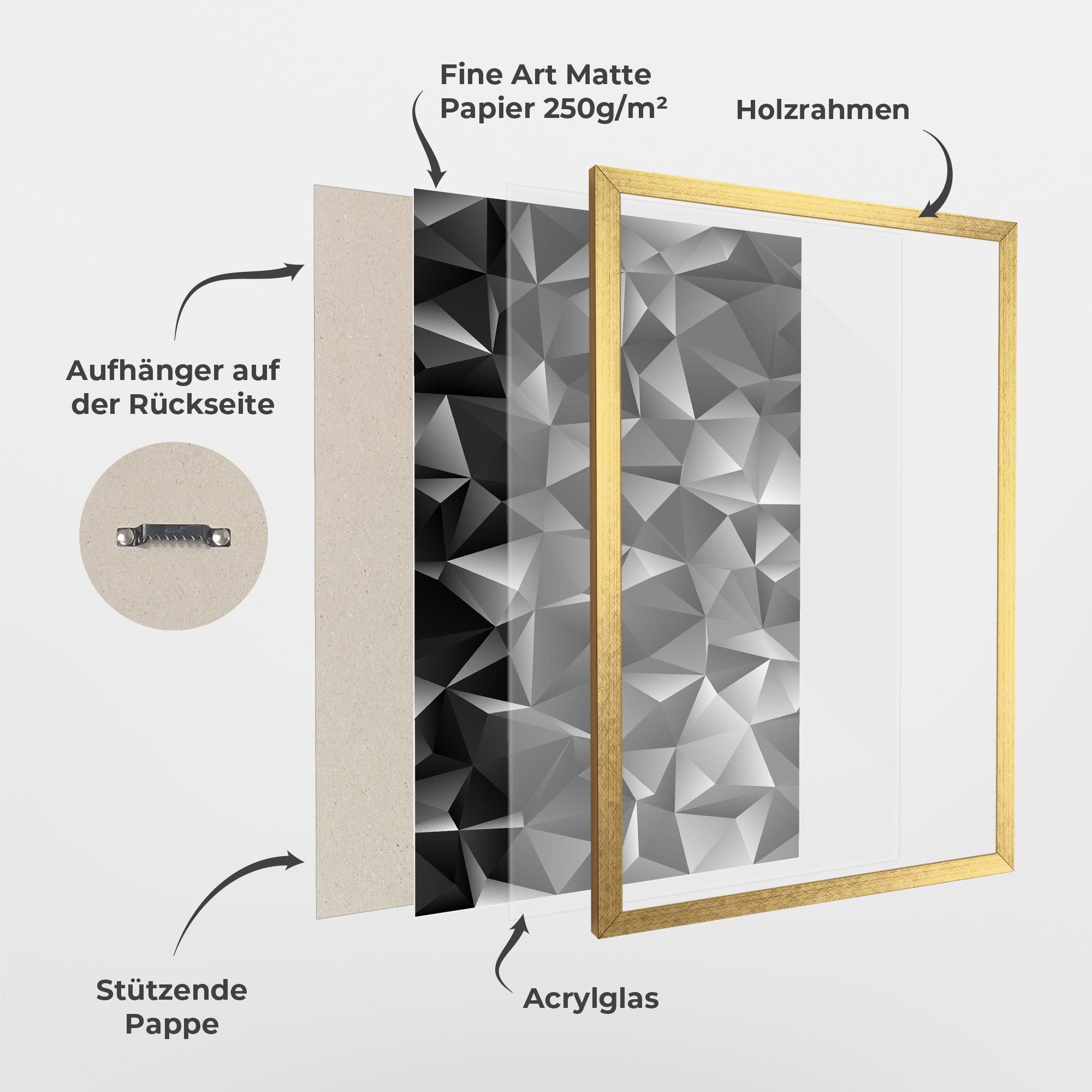 Gerahmte Poster Black Triangle Pattern mockup 1