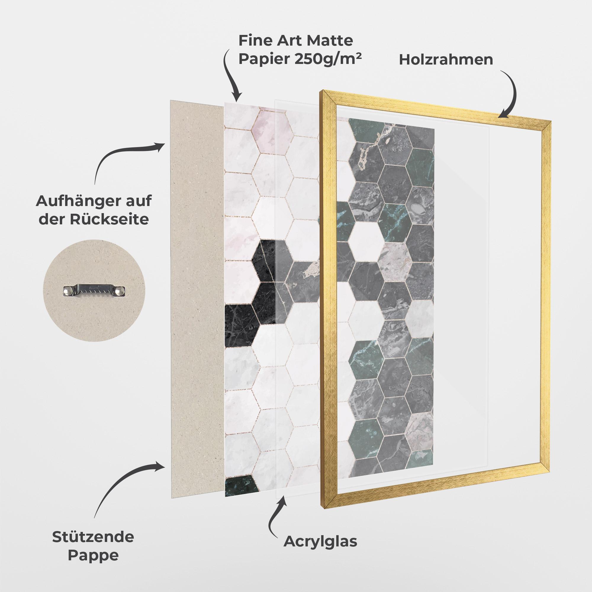 Gerahmte Poster Green Hexagon mockup 1