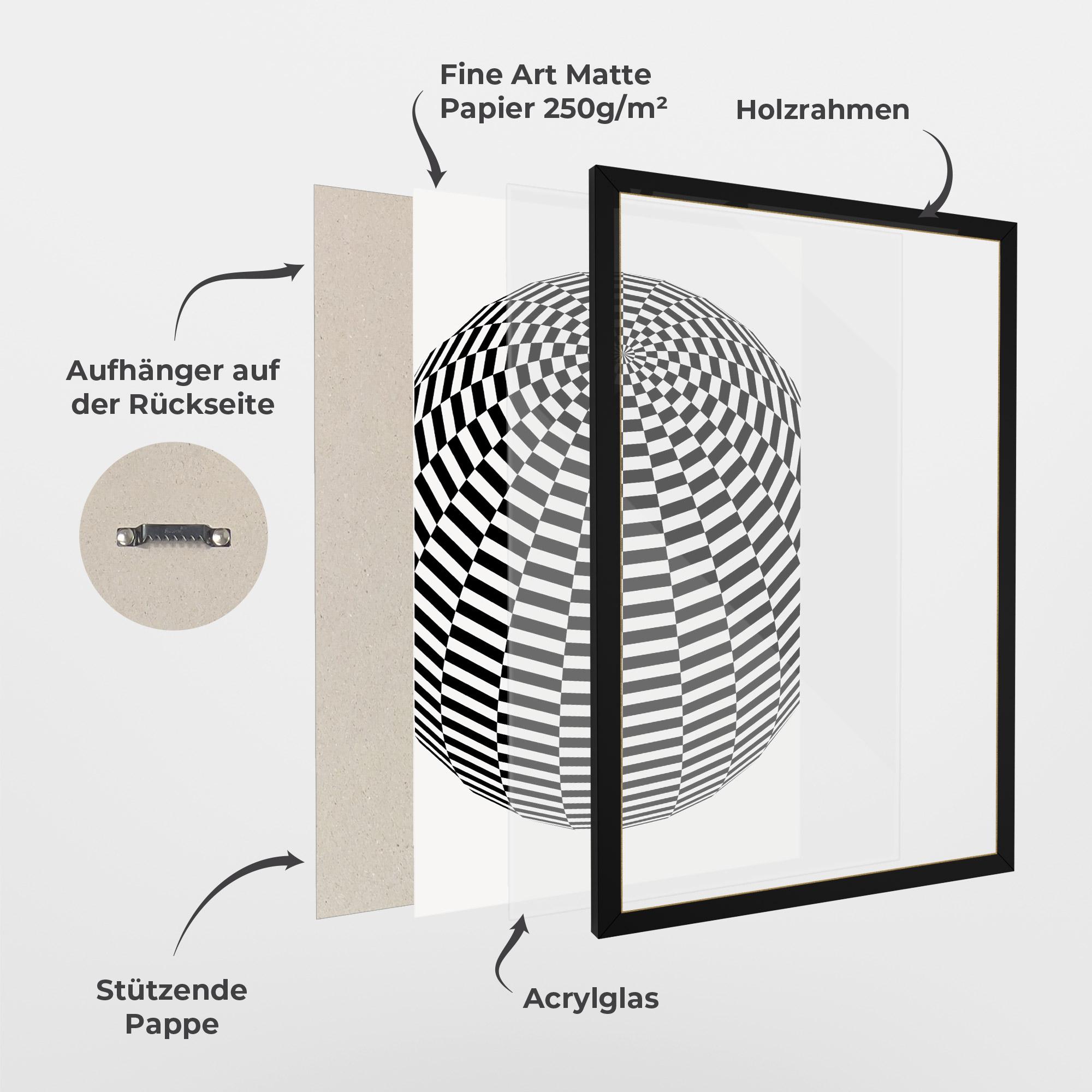 Gerahmte Poster 3d Black White Ball mockup 1