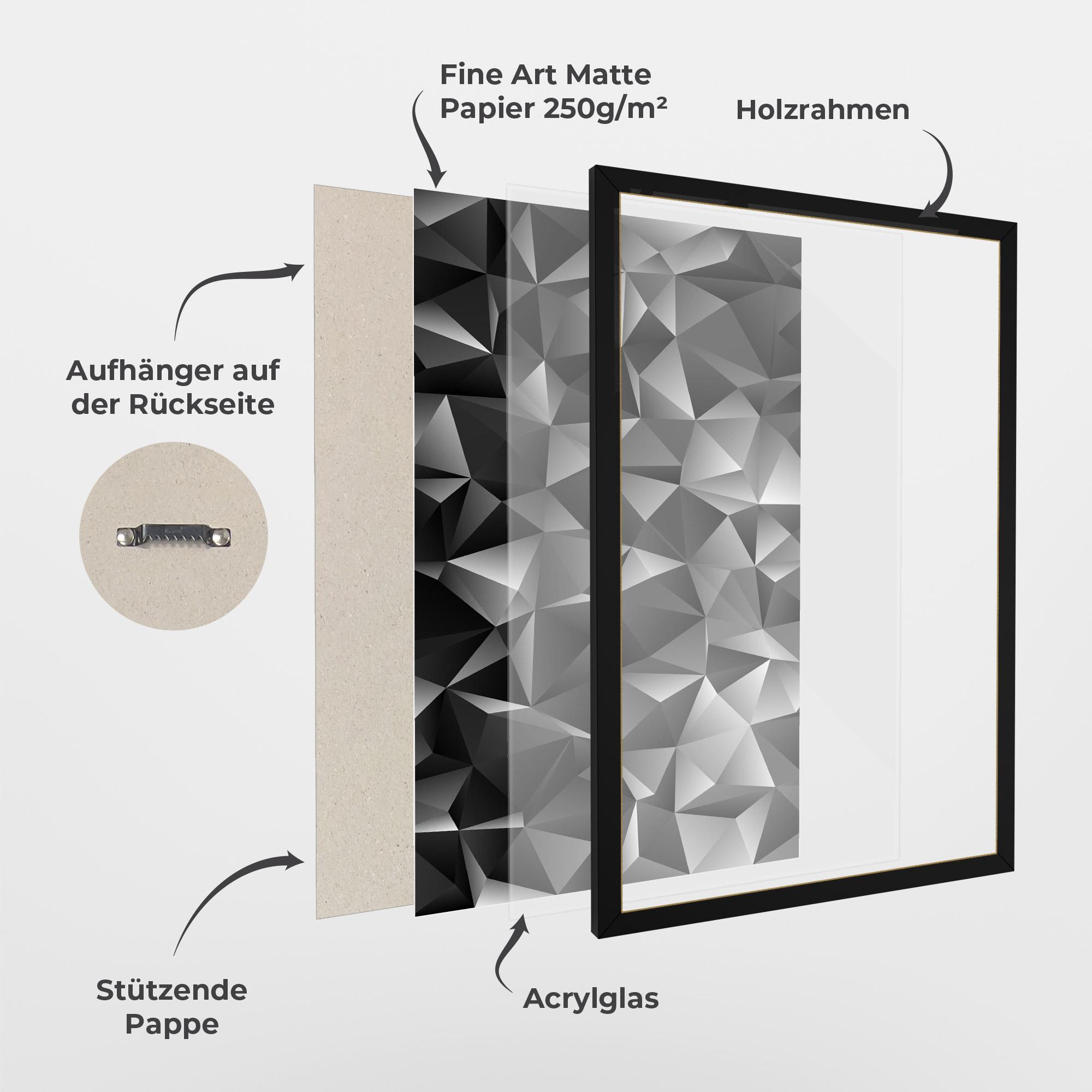 Gerahmte Poster Black Triangle Pattern mockup 1