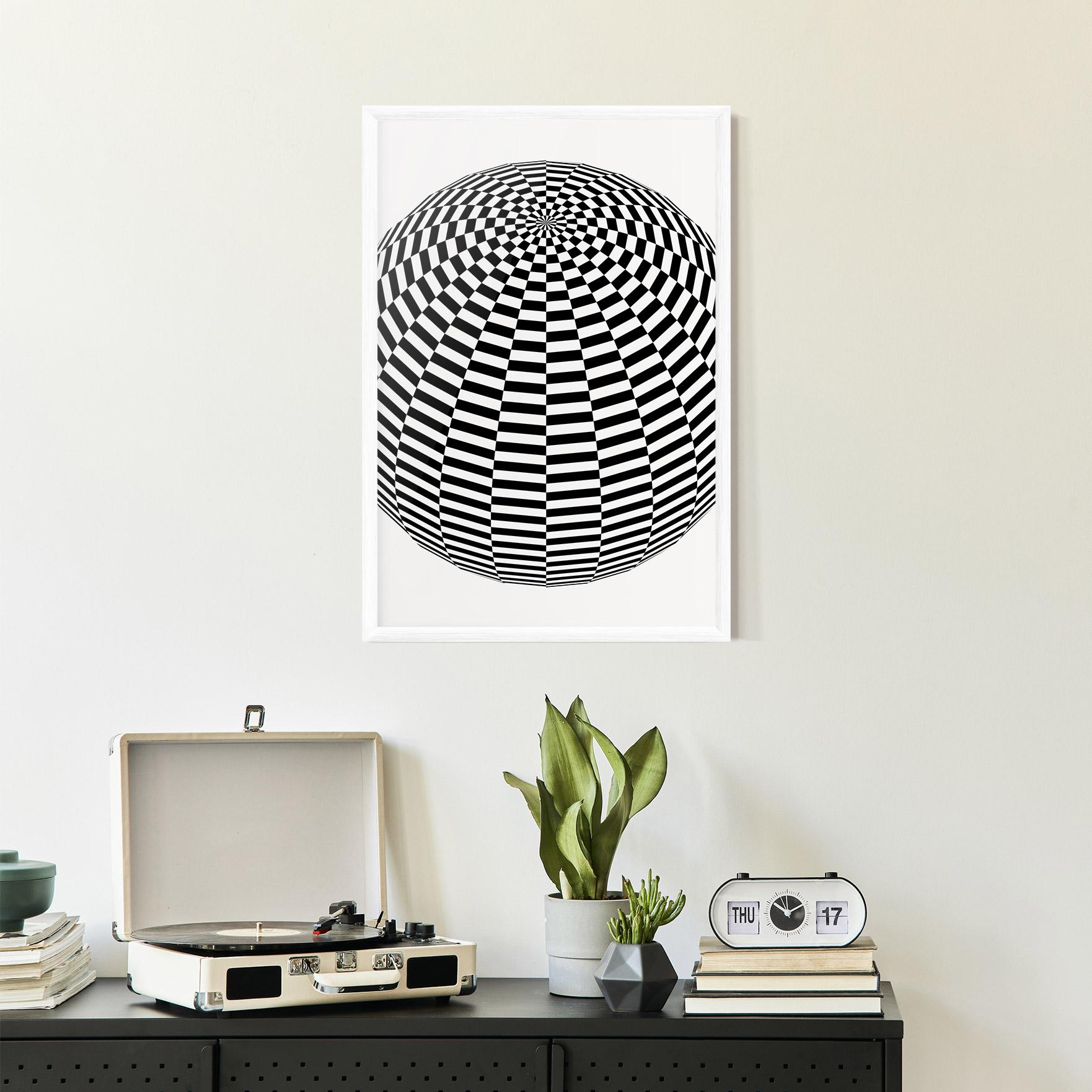 Gerahmte Poster 3d Black White Ball mockup 2