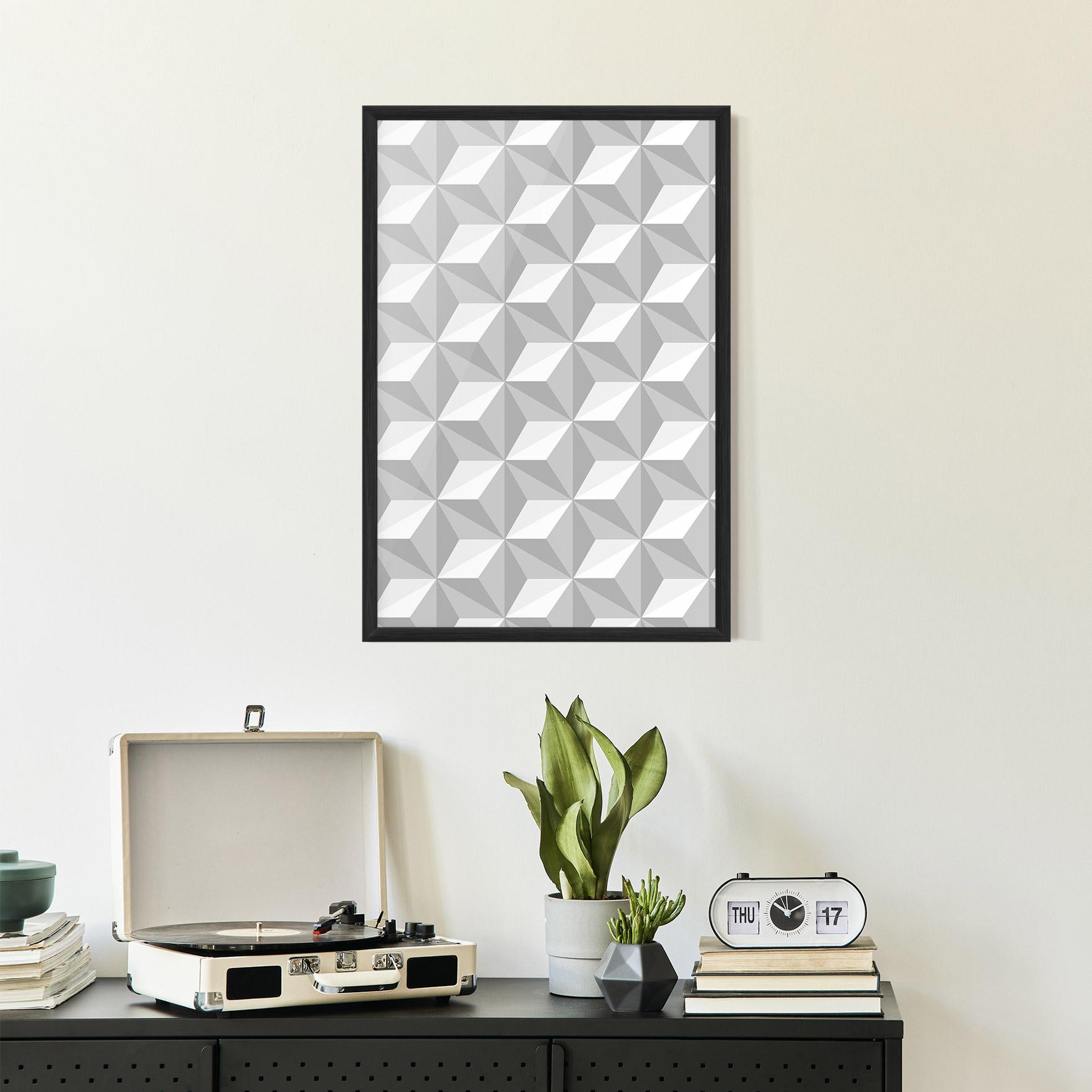 Gerahmte Poster White Triangle Pattern mockup 2