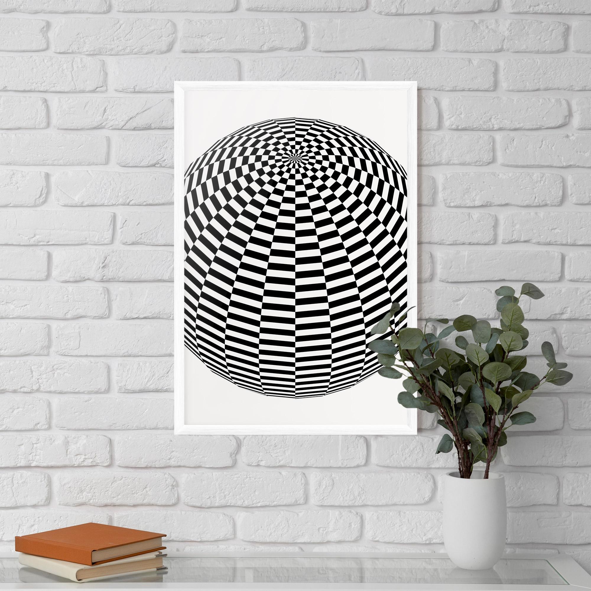 Gerahmte Poster 3d Black White Ball mockup 5