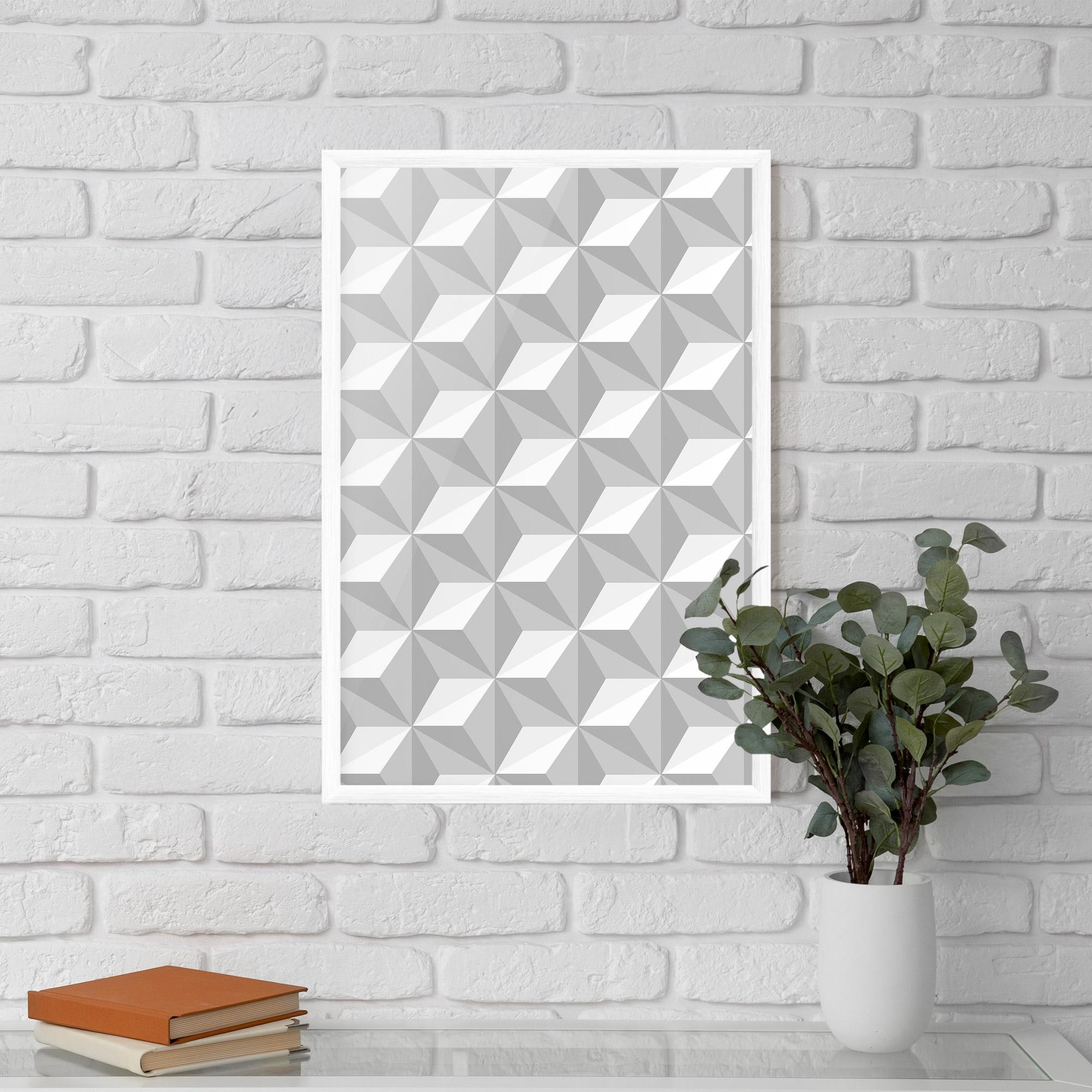 Gerahmte Poster White Triangle Pattern mockup 5