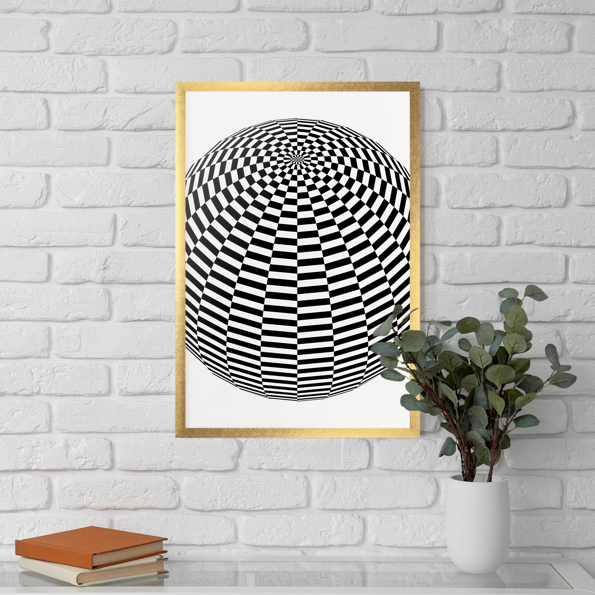 Gerahmte Poster 3d Black White Ball mockup 5