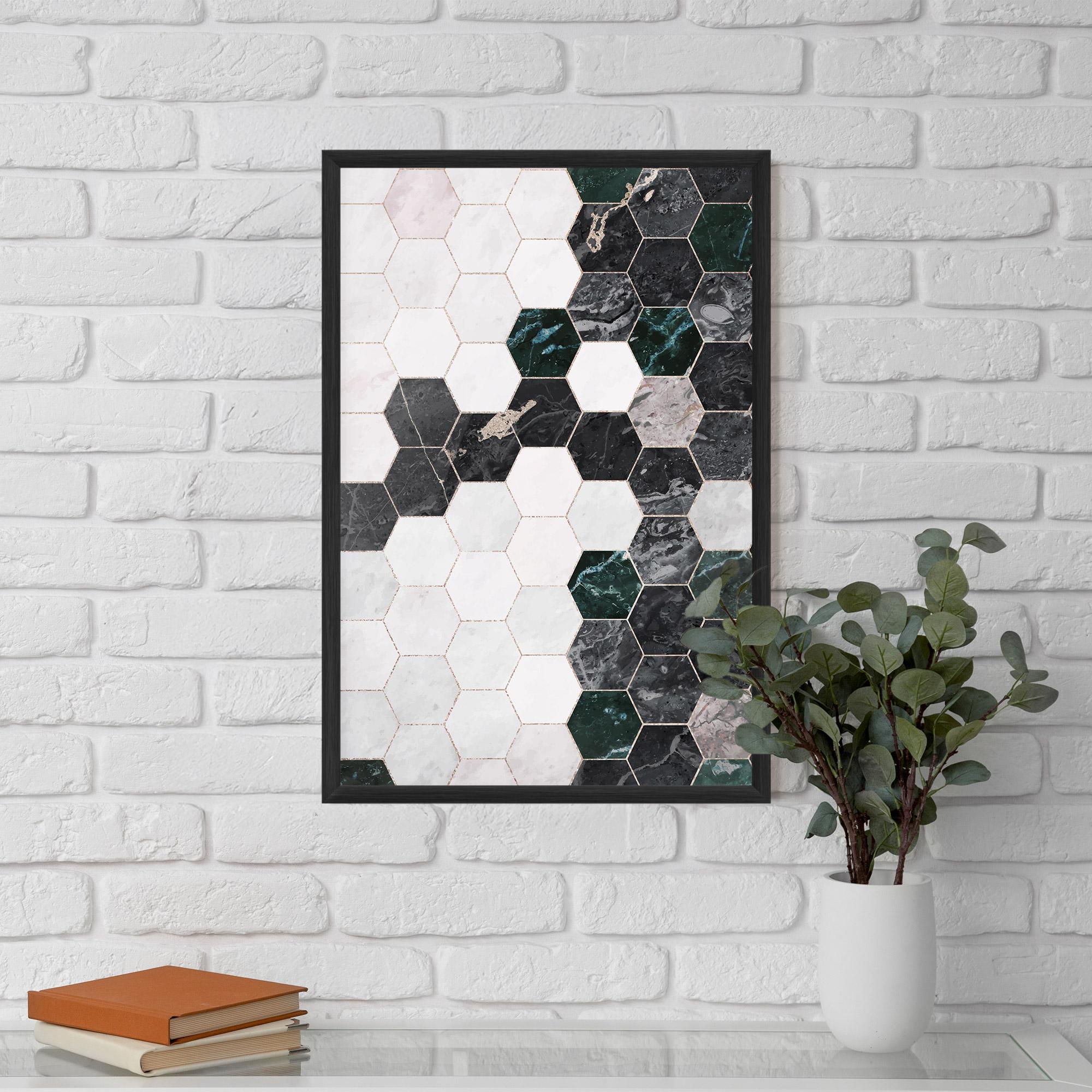 Gerahmte Poster Green Hexagon mockup 5