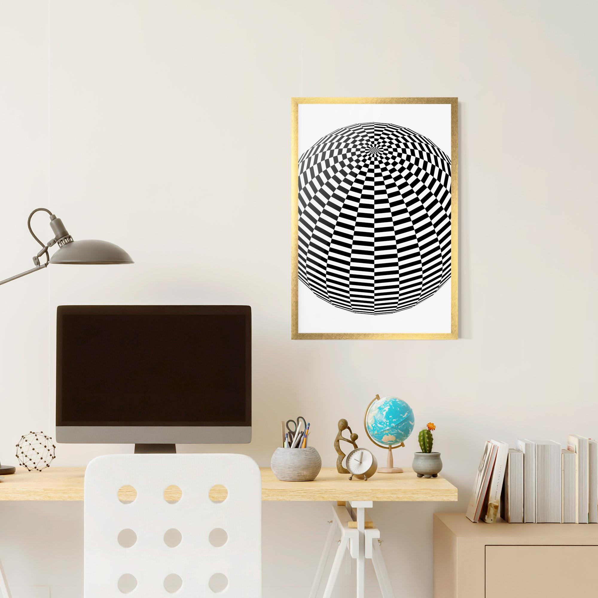 Gerahmte Poster 3d Black White Ball mockup 6