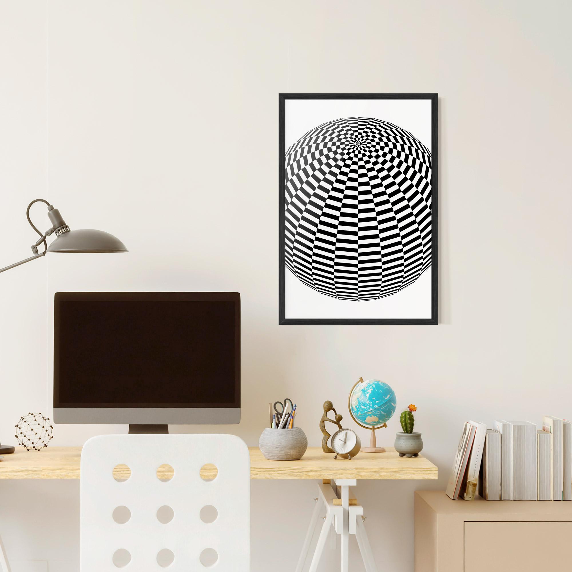Gerahmte Poster 3d Black White Ball mockup 6