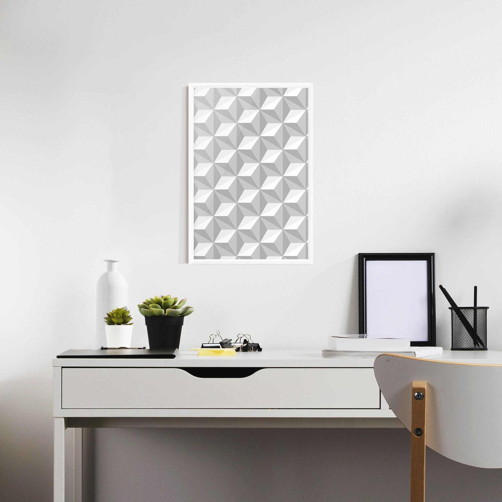 Gerahmte Poster White Triangle Pattern mockup 7