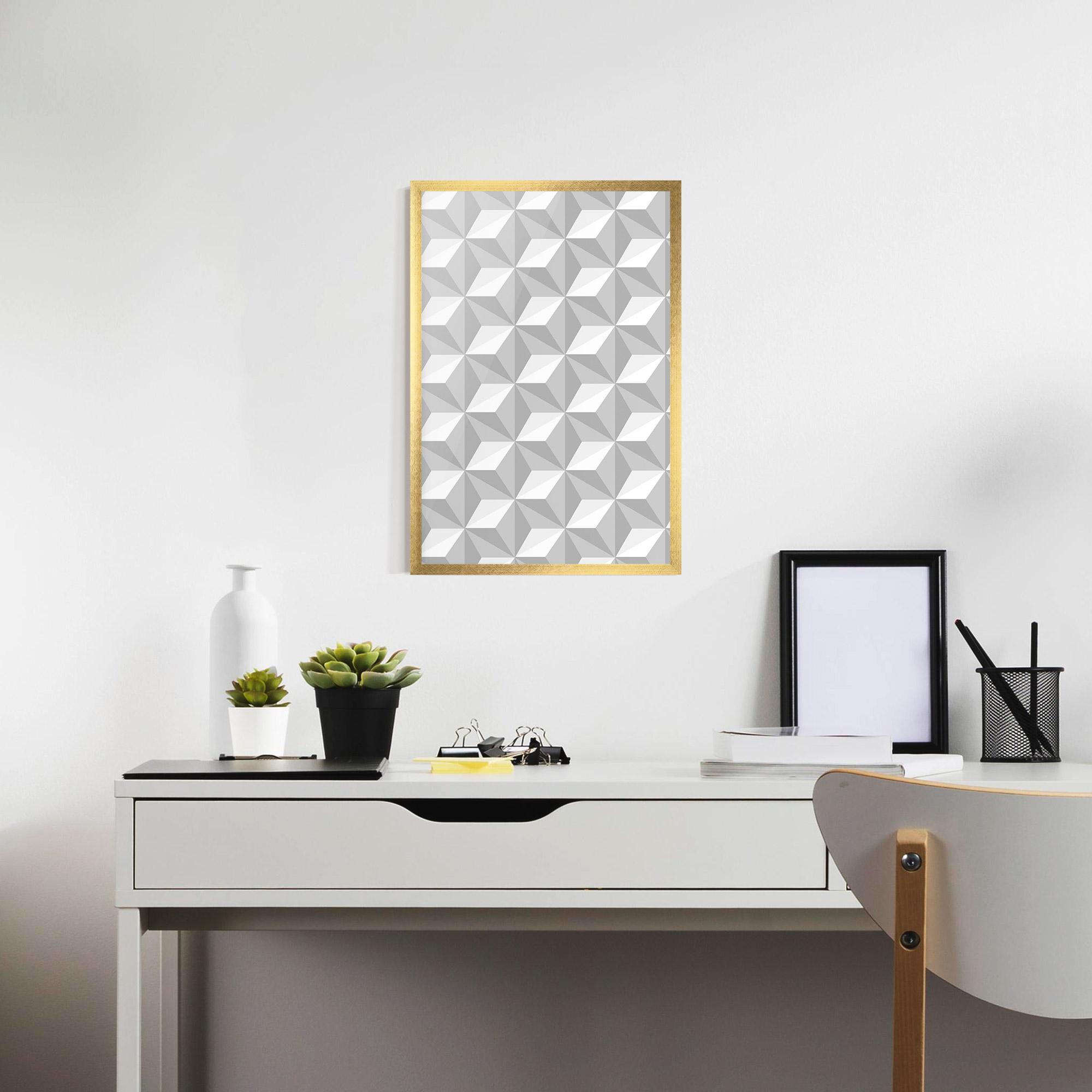 Gerahmte Poster White Triangle Pattern mockup 7