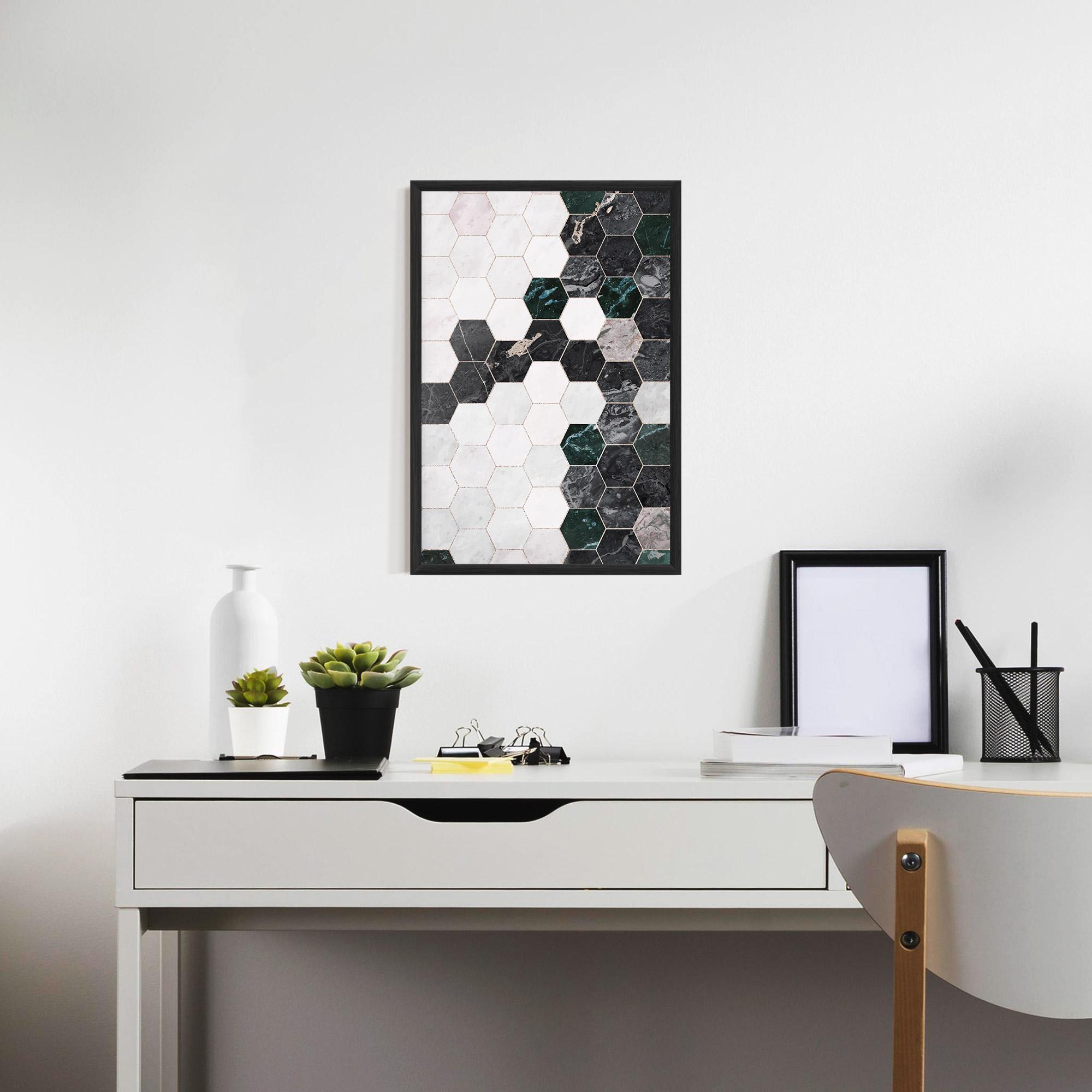 Gerahmte Poster Green Hexagon mockup 7