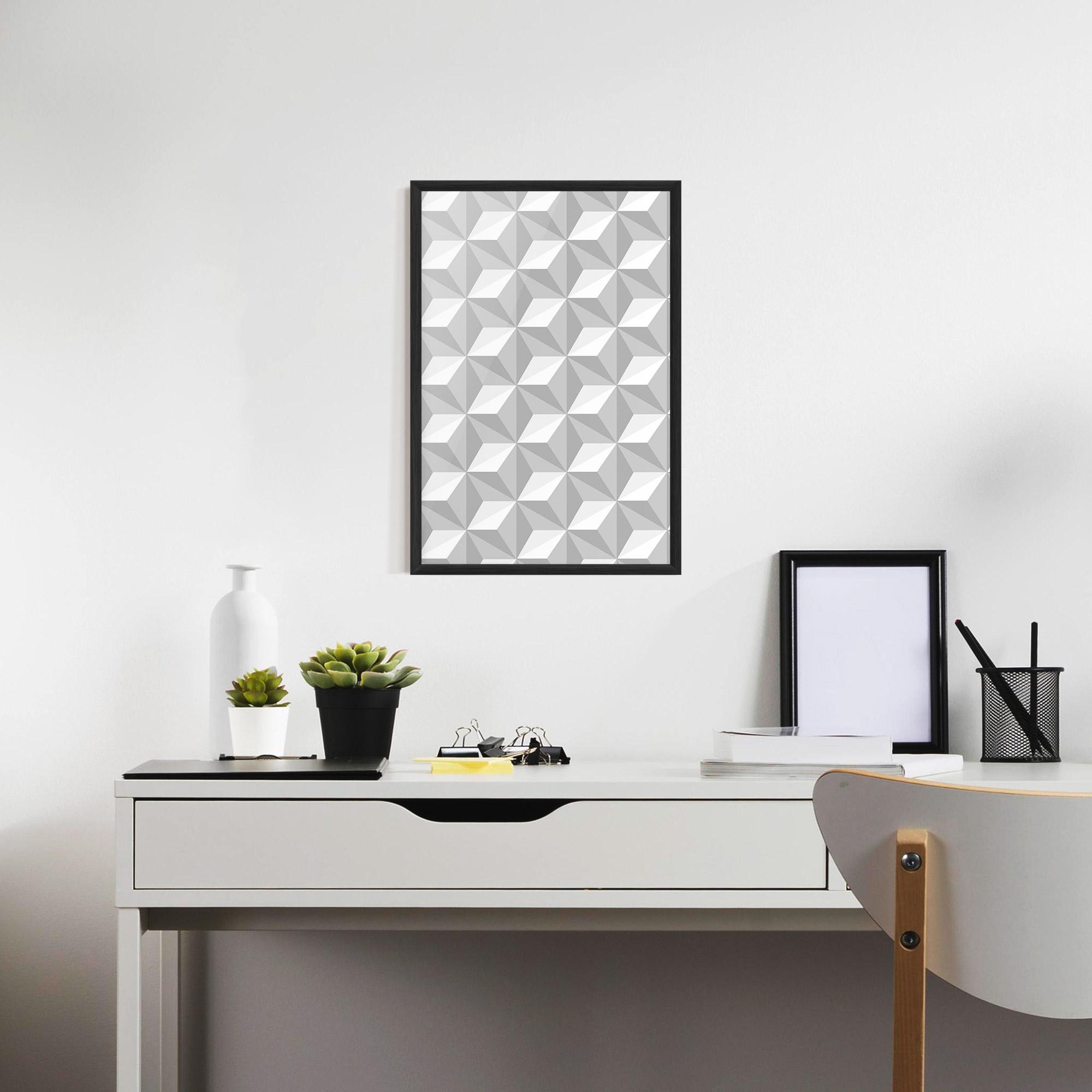 Gerahmte Poster White Triangle Pattern mockup 7