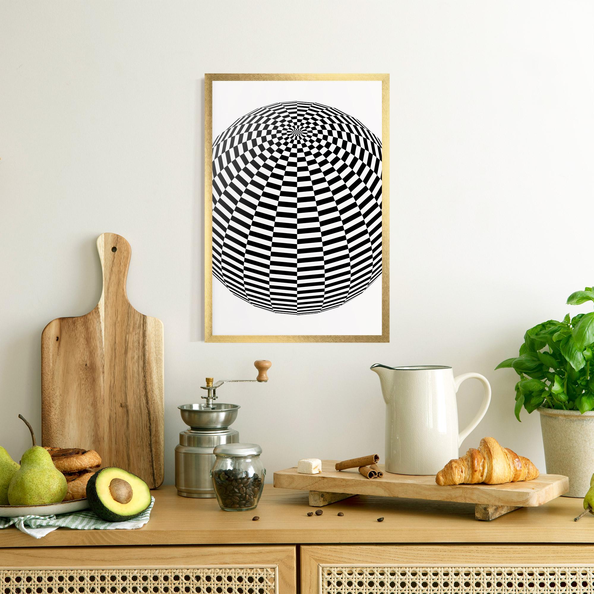 Gerahmte Poster 3d Black White Ball mockup 8