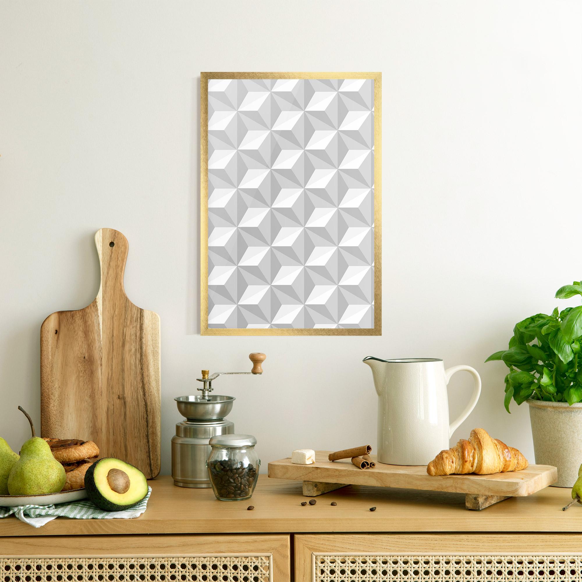 Gerahmte Poster White Triangle Pattern mockup 8